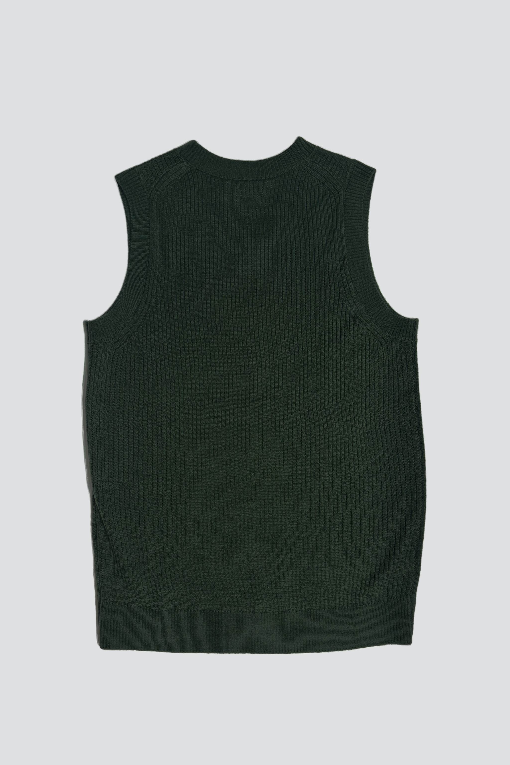 Green Ribbed Merino Wool Vest