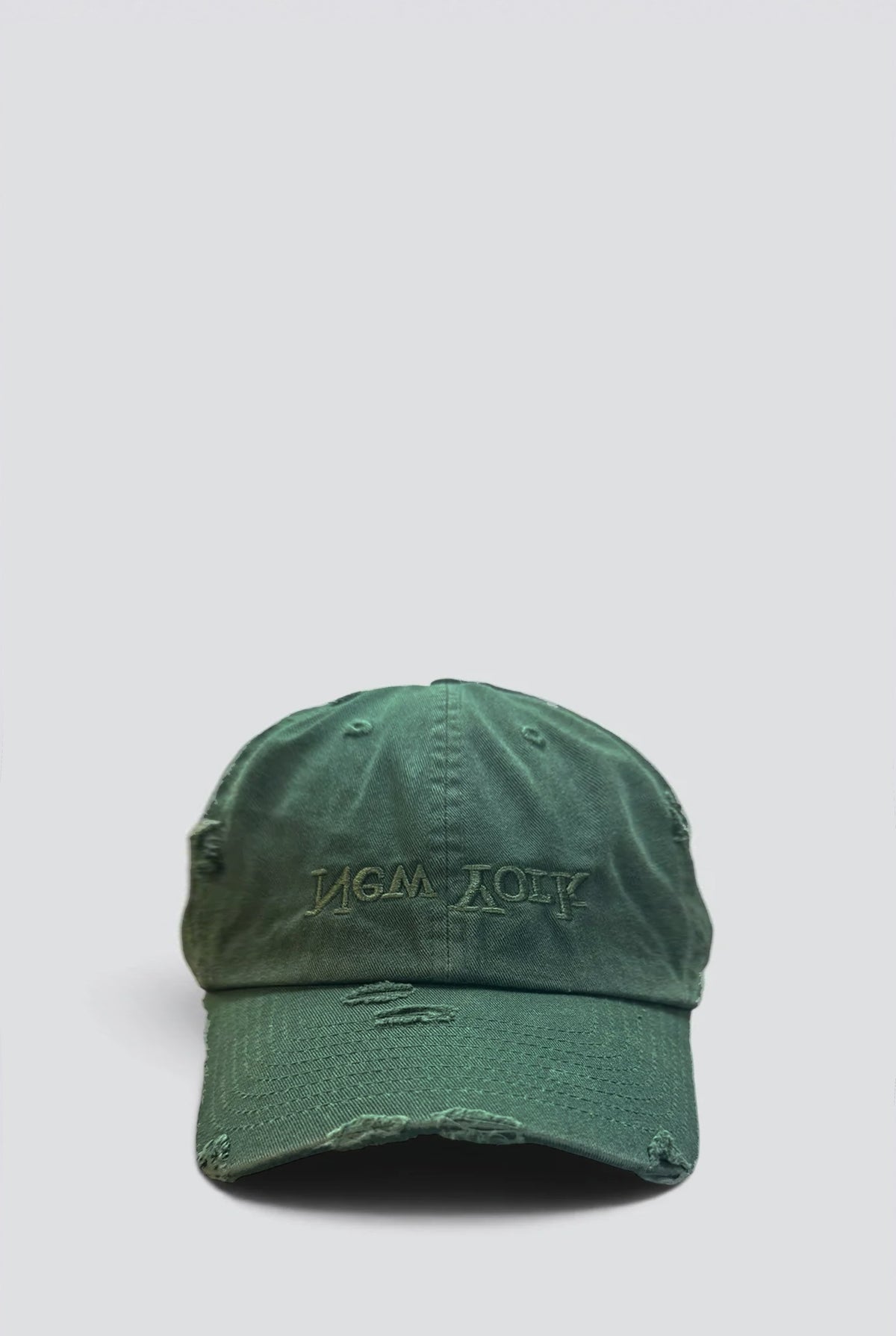 Distressed New York Embroidered Hat - Hunter Green