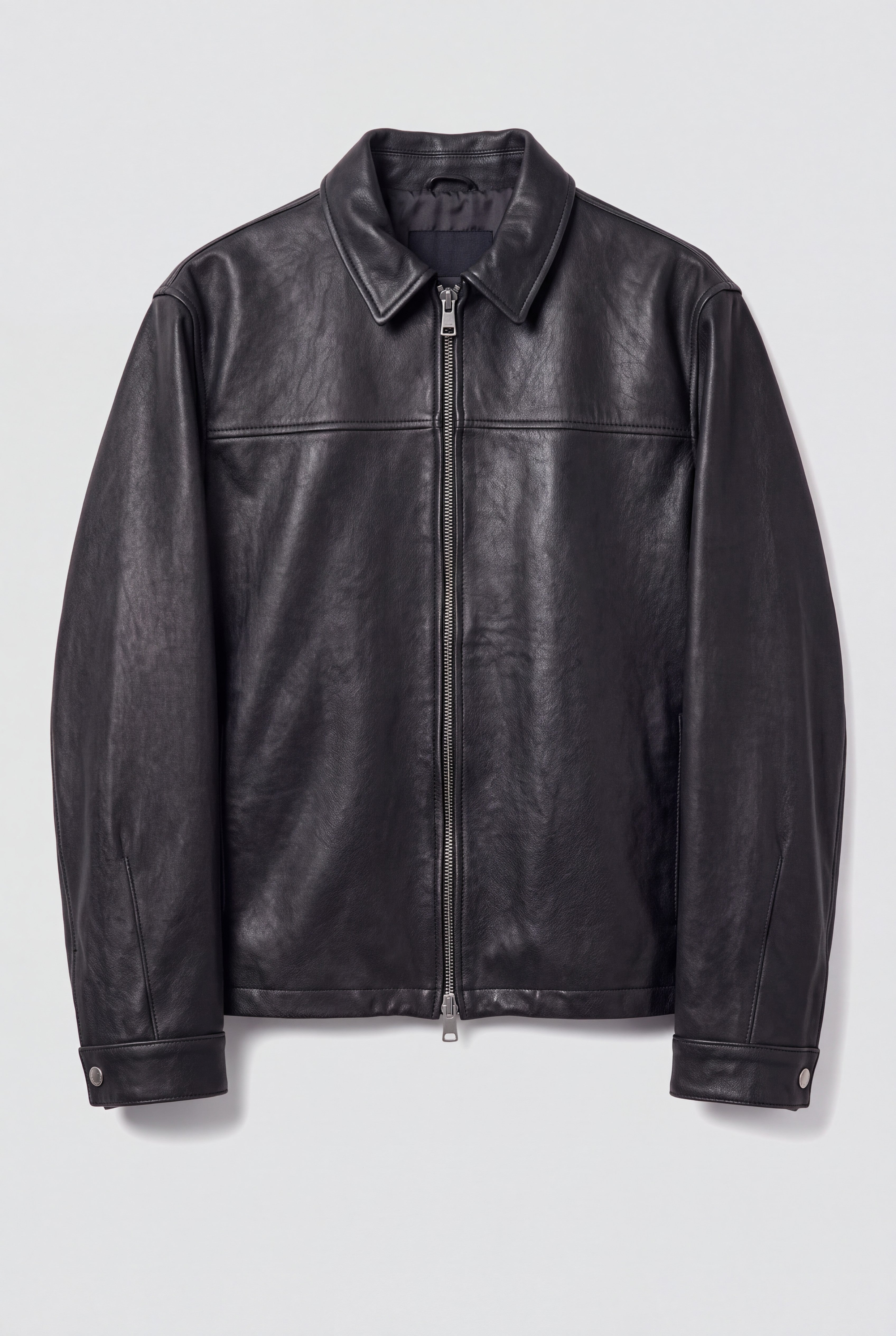 Black Leather Zip Jacket - Assembly New York
