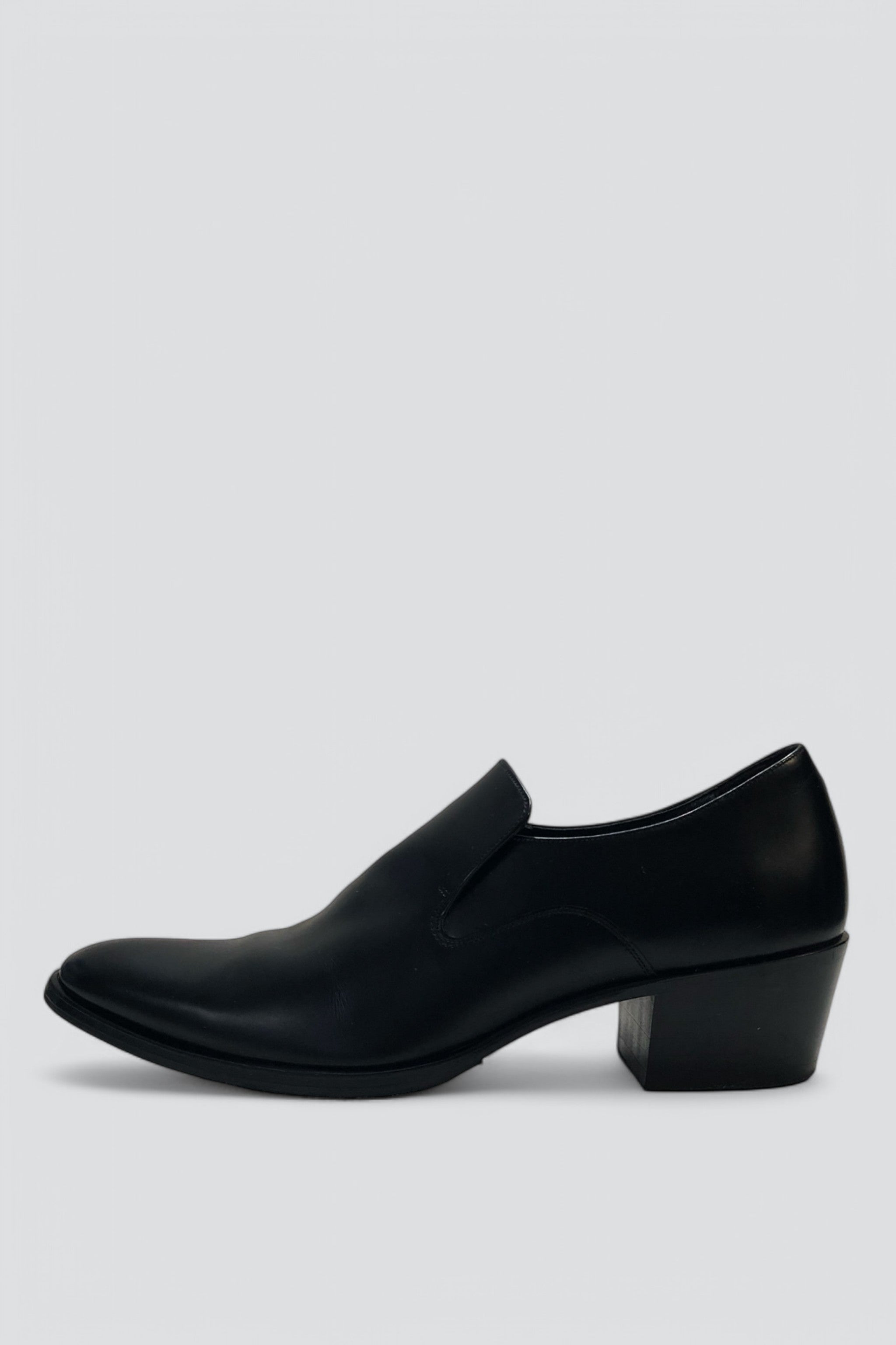Black Leather Cuban Loafer