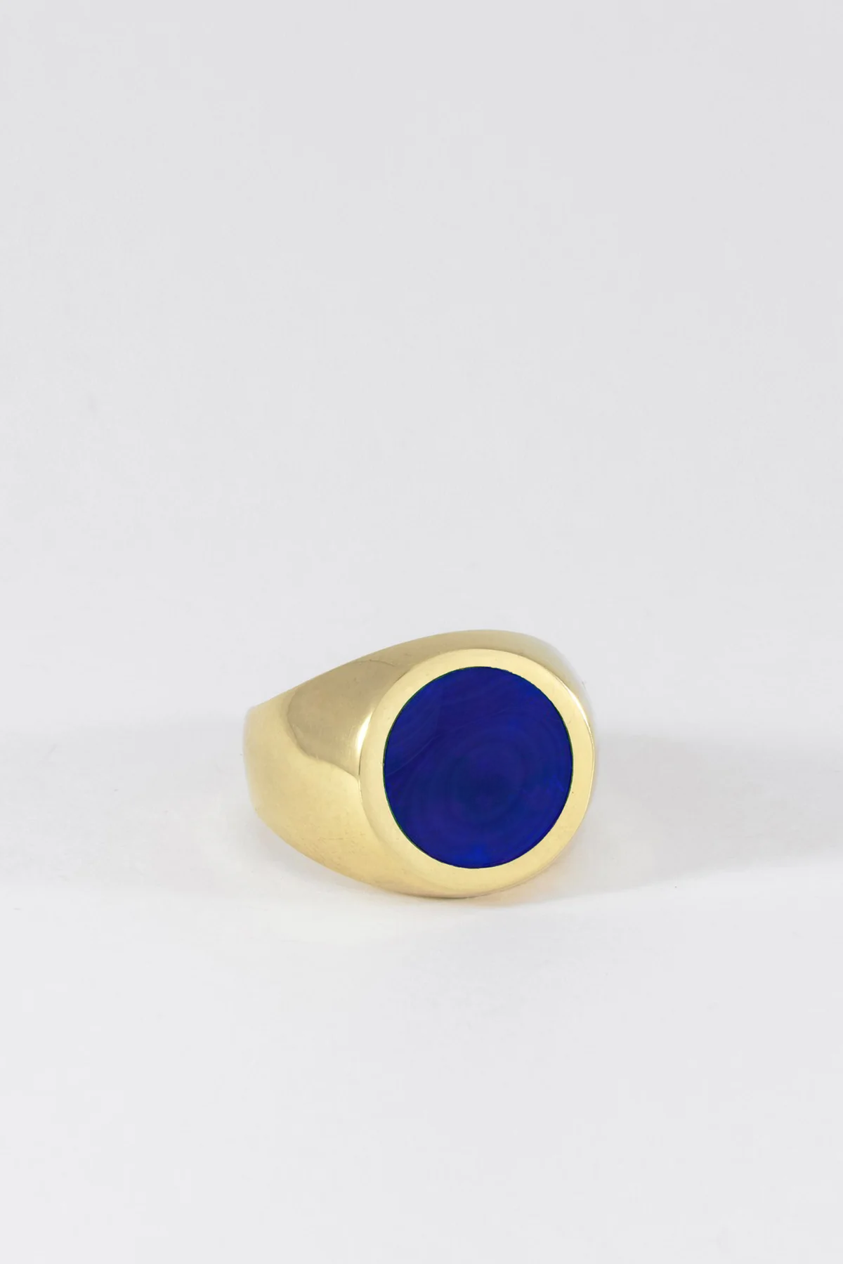 Brass Lapis Lazuli Signet Ring - Round