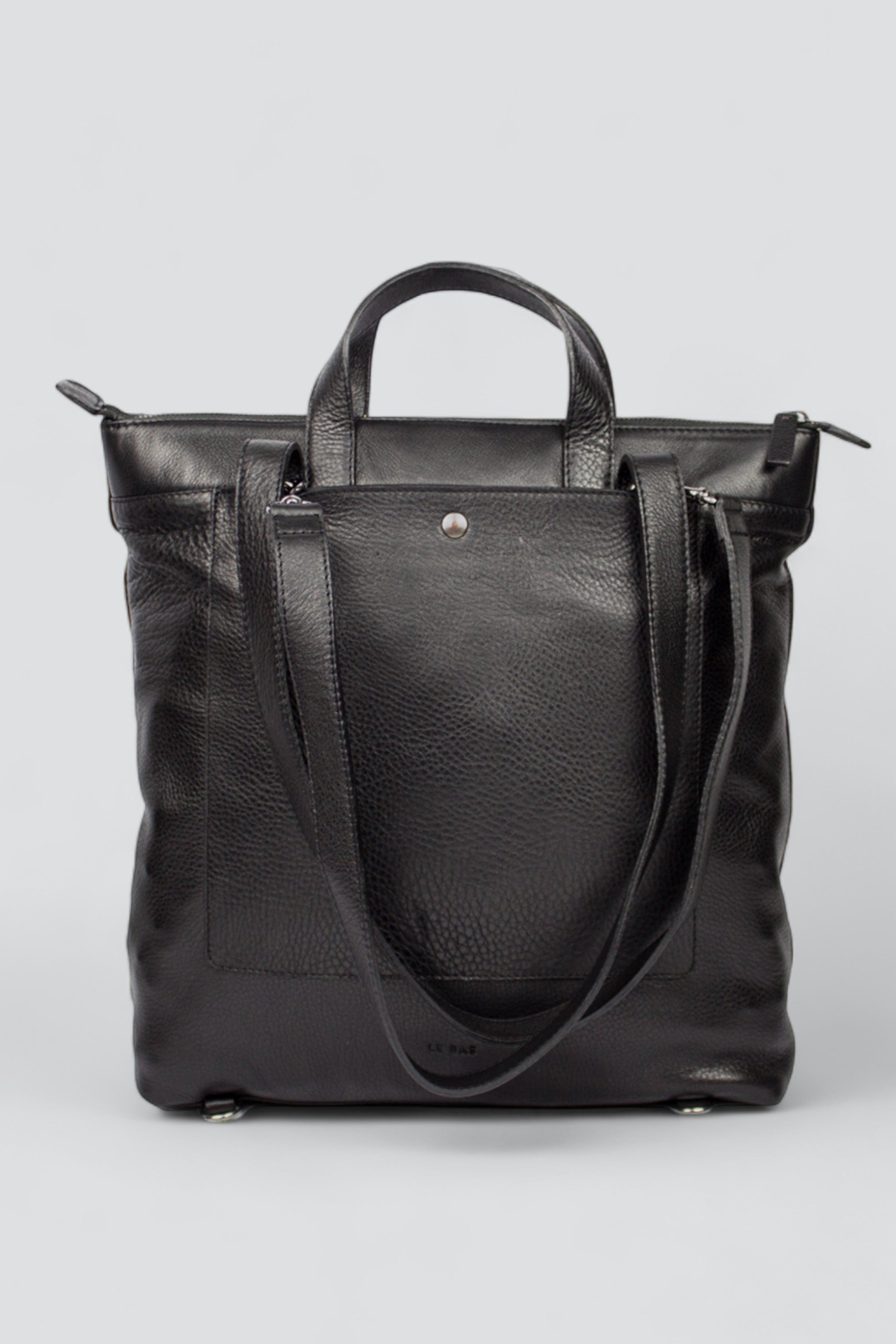 Black Leather Convertible Backpack B1