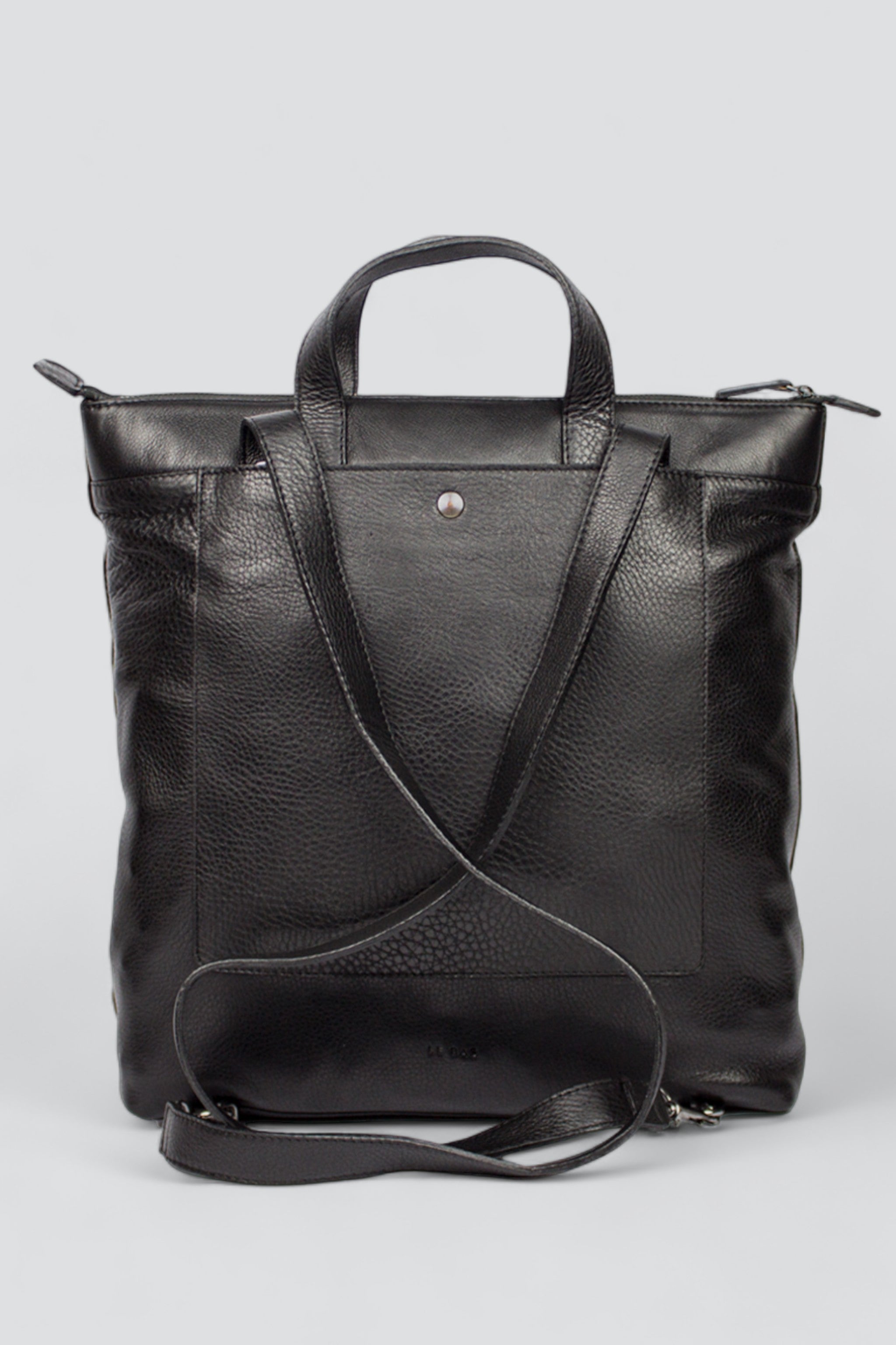 Black Leather Convertible Backpack B1