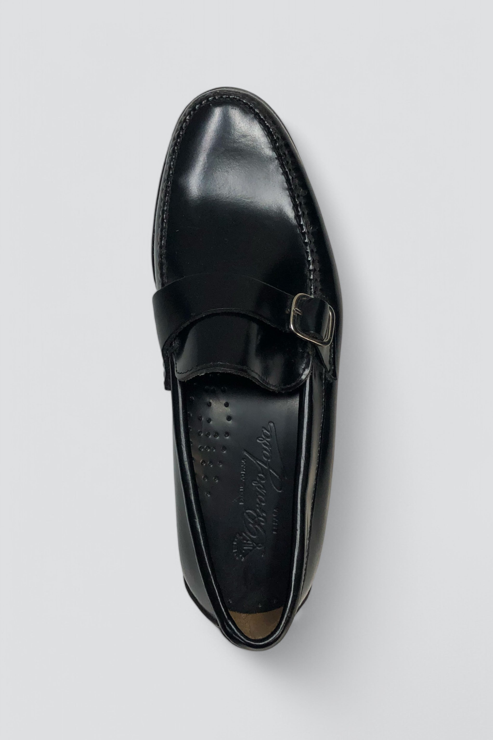 Black Leather Buckle Loafer