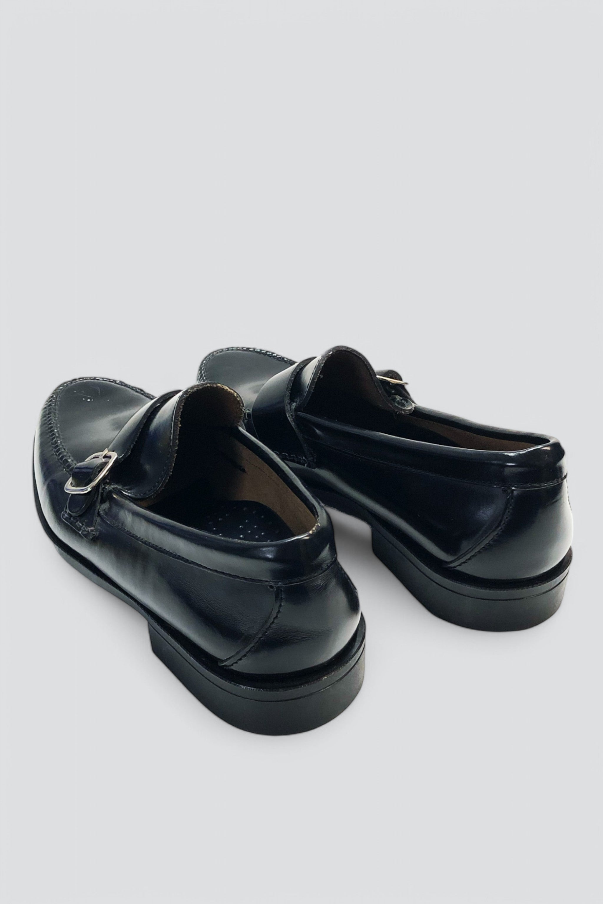 Black Leather Buckle Loafer