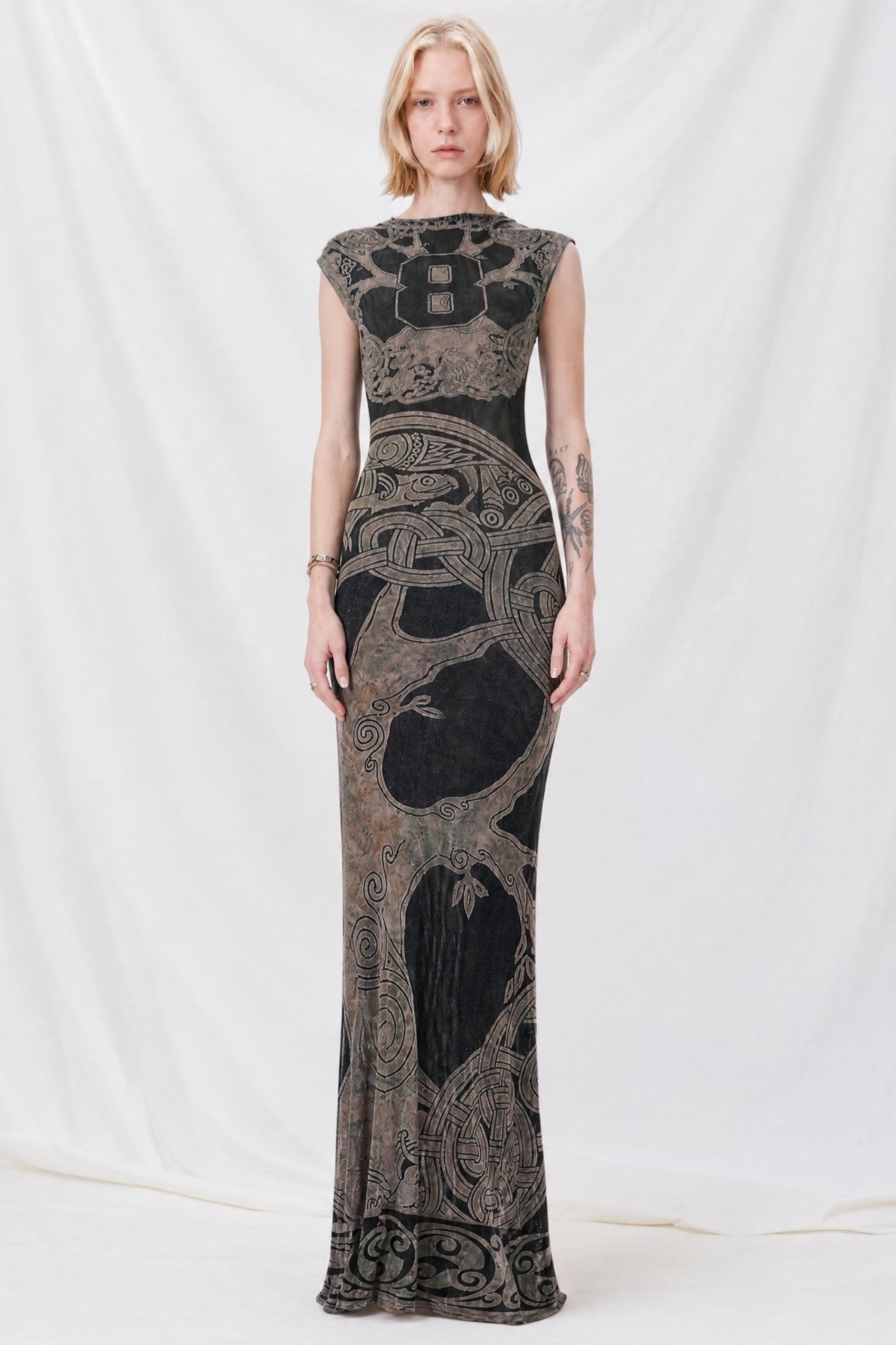 Tree Of Life Mesh Maxi Gown