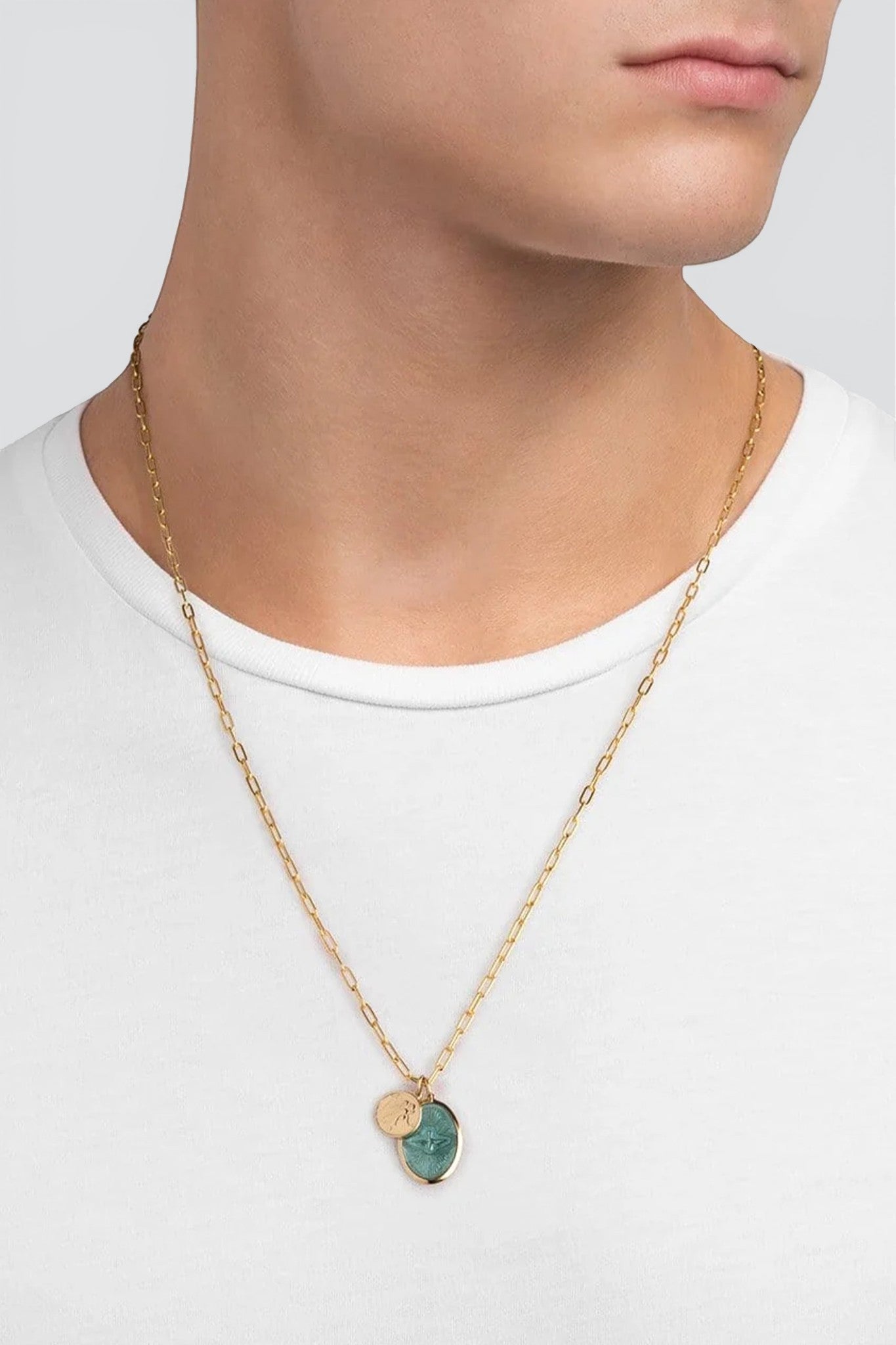 Gold Vermeil/Teal Enamel Mini Dove Pendant