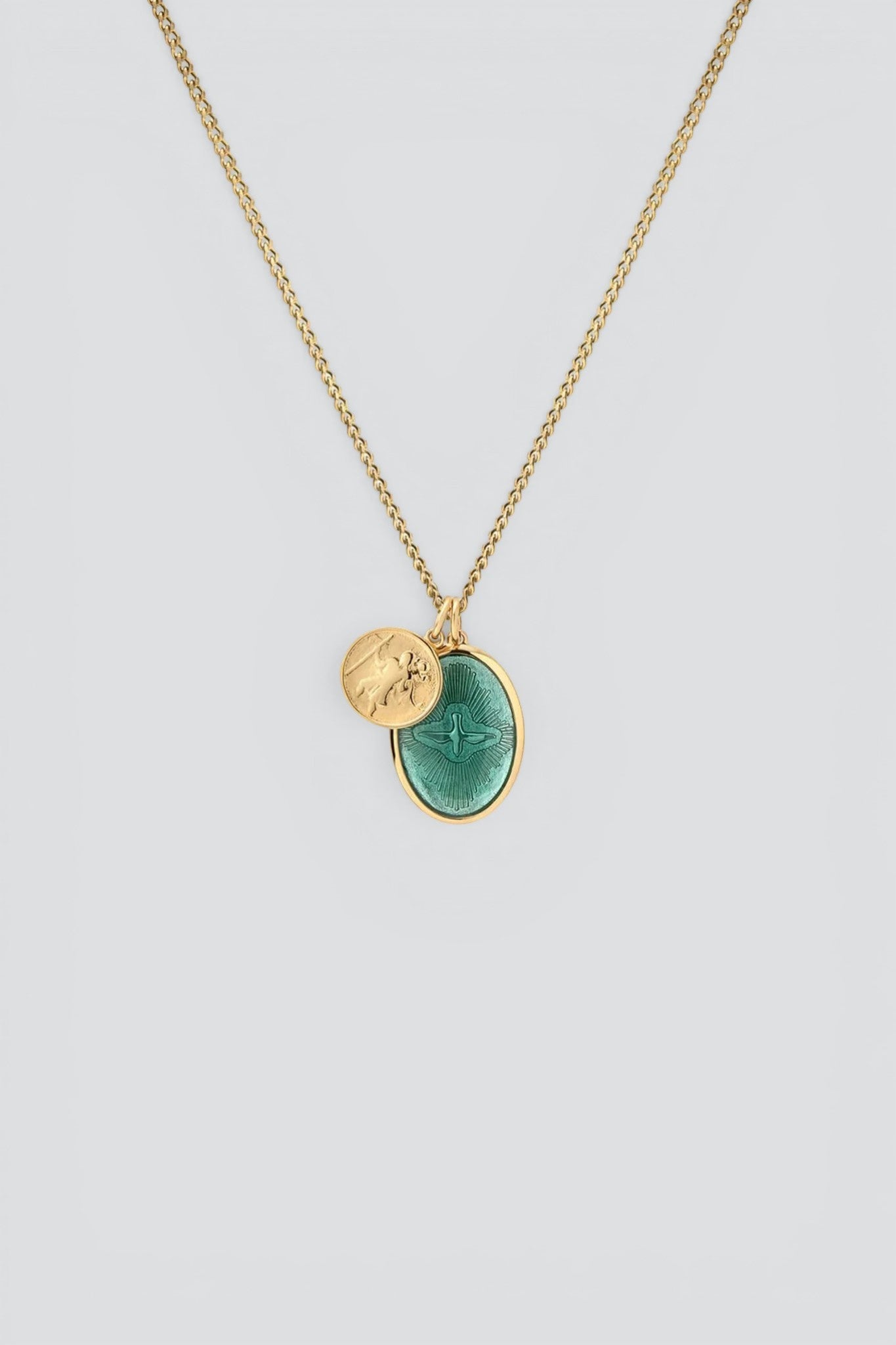 Gold Vermeil/Teal Enamel Mini Dove Pendant