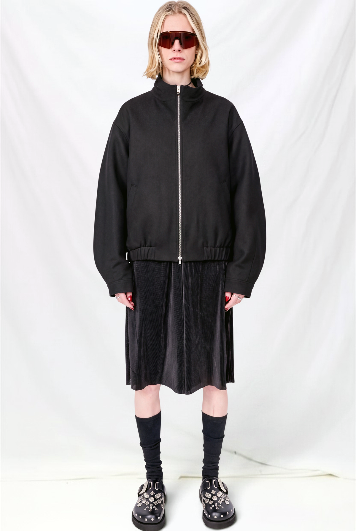 Black Suiting Mockneck Jacket