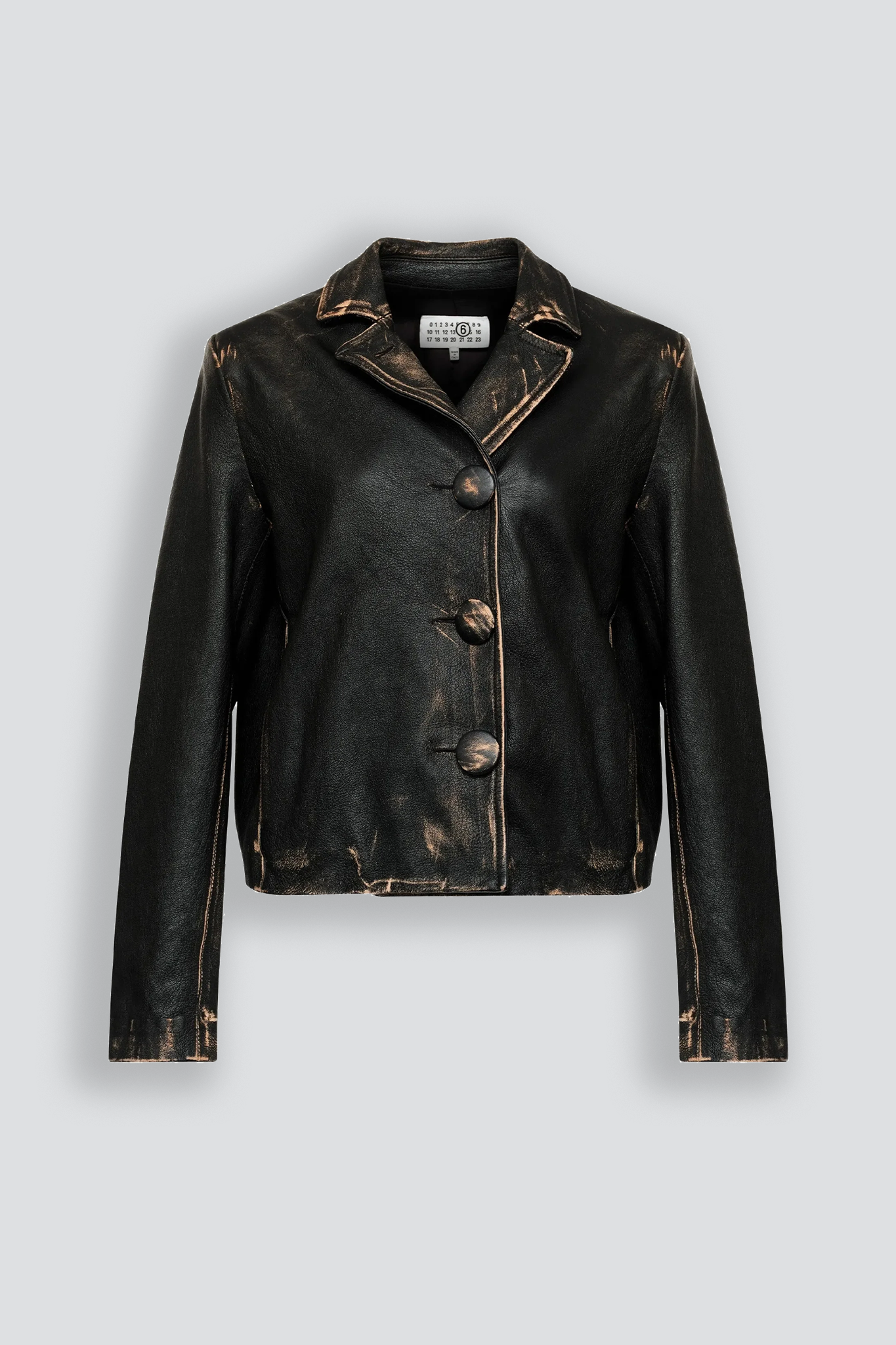 Black Buttoned Leather Jacket
