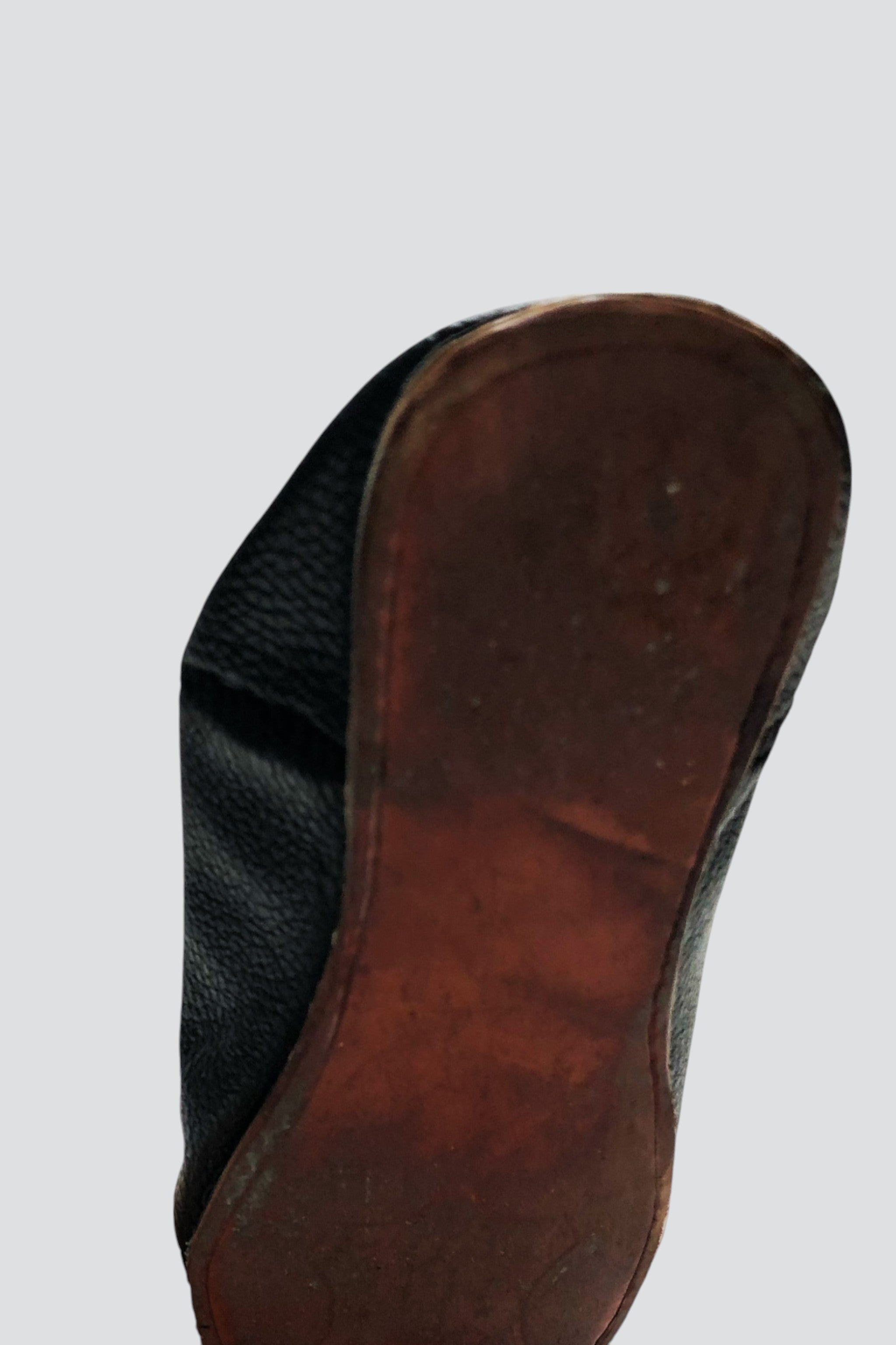 Black Leather Babouche Slip On