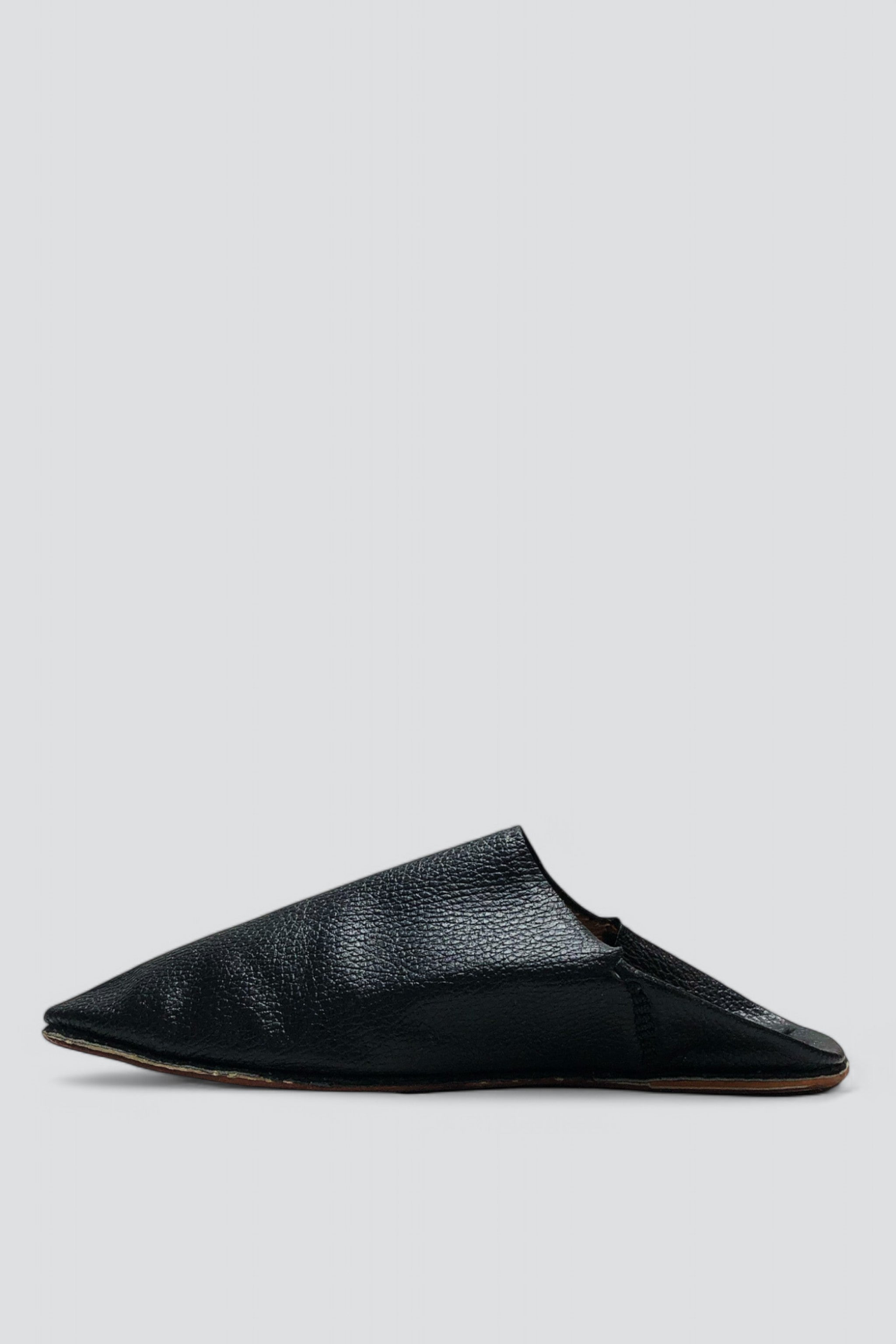 Black Leather Babouche Slip On
