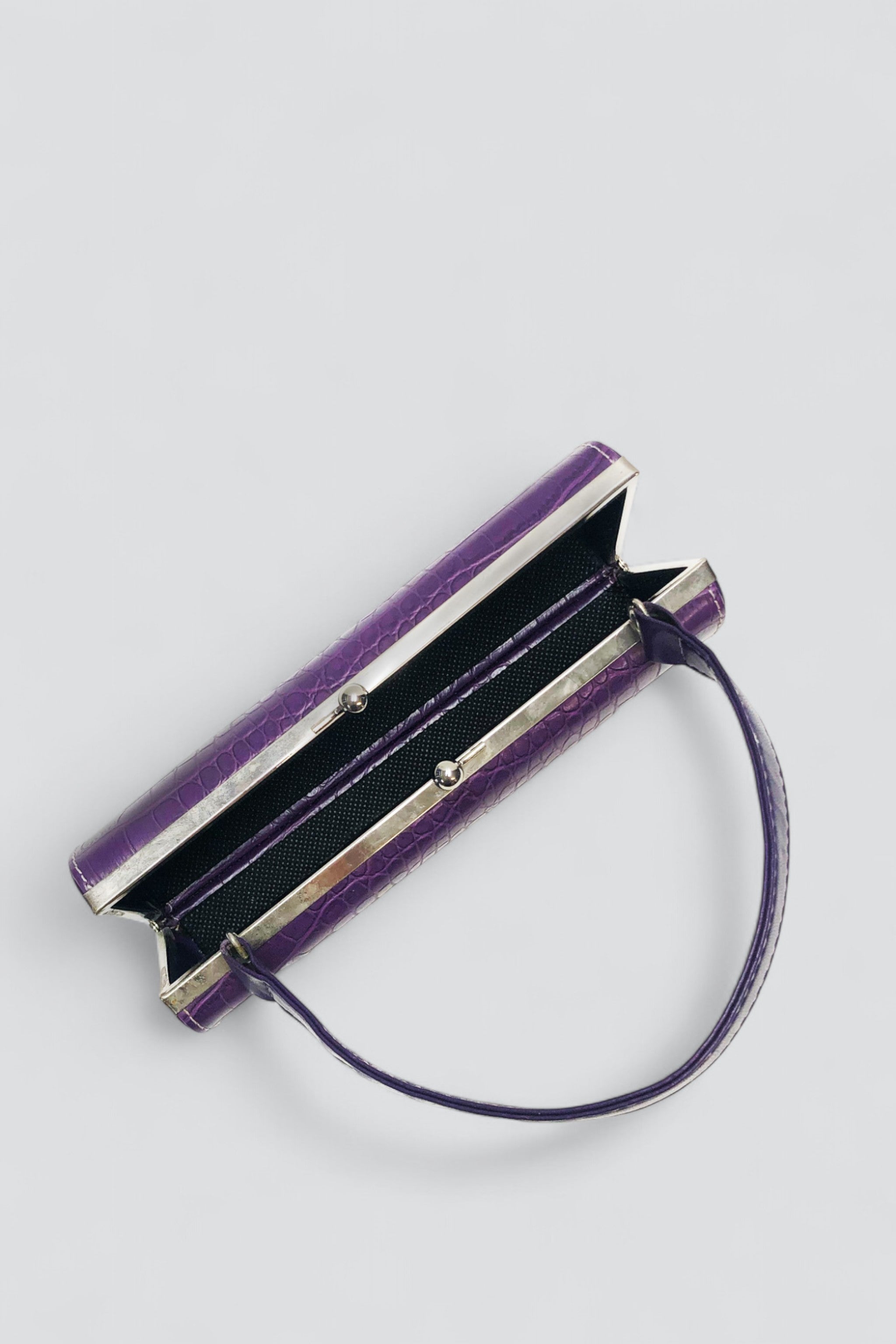 Purple Leather Snap Handbag