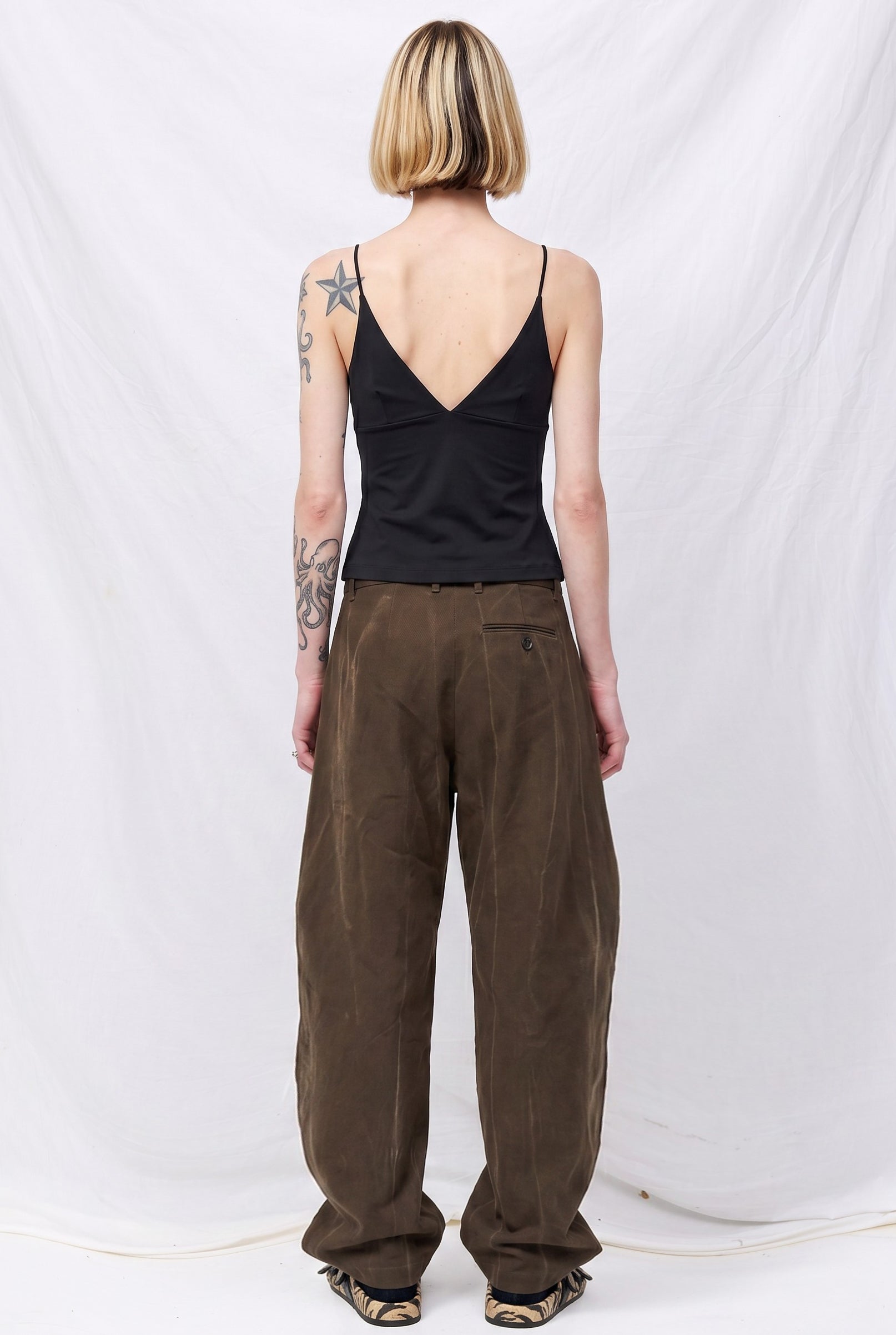 Brown Denim Volume Pant