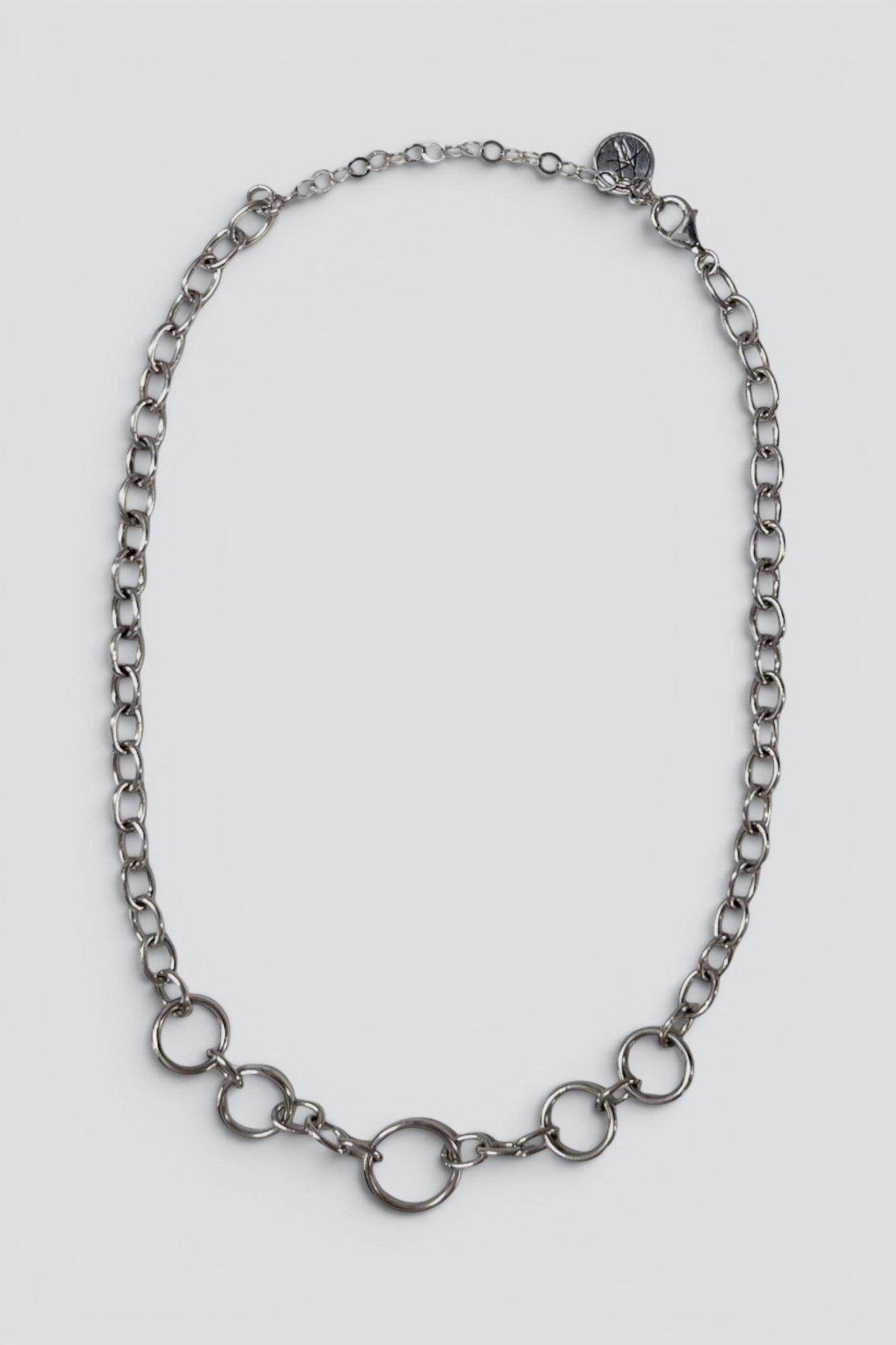 Sterling Silver Wide Circle Link Chain Necklace