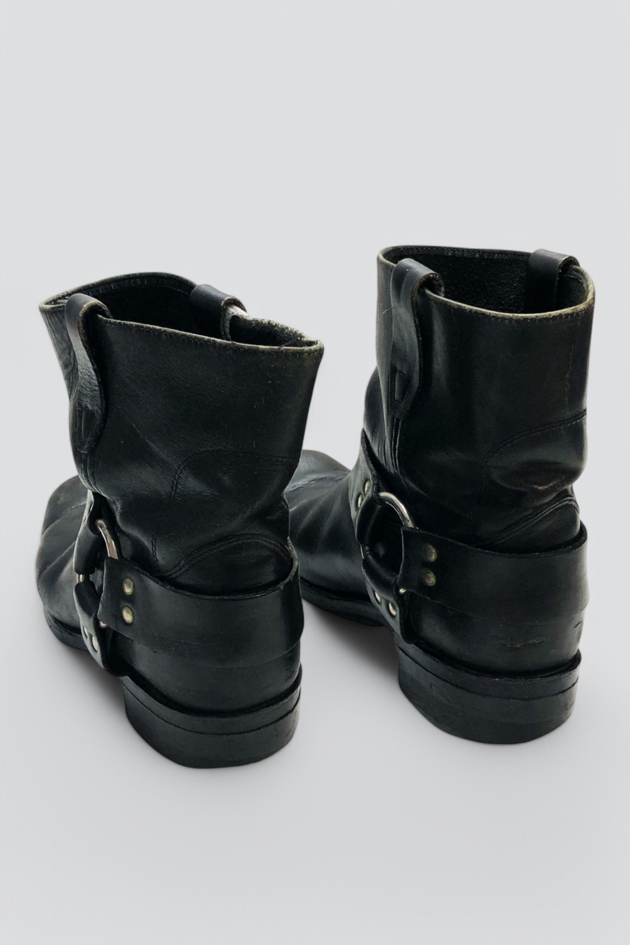 Black Leather Moto Boot