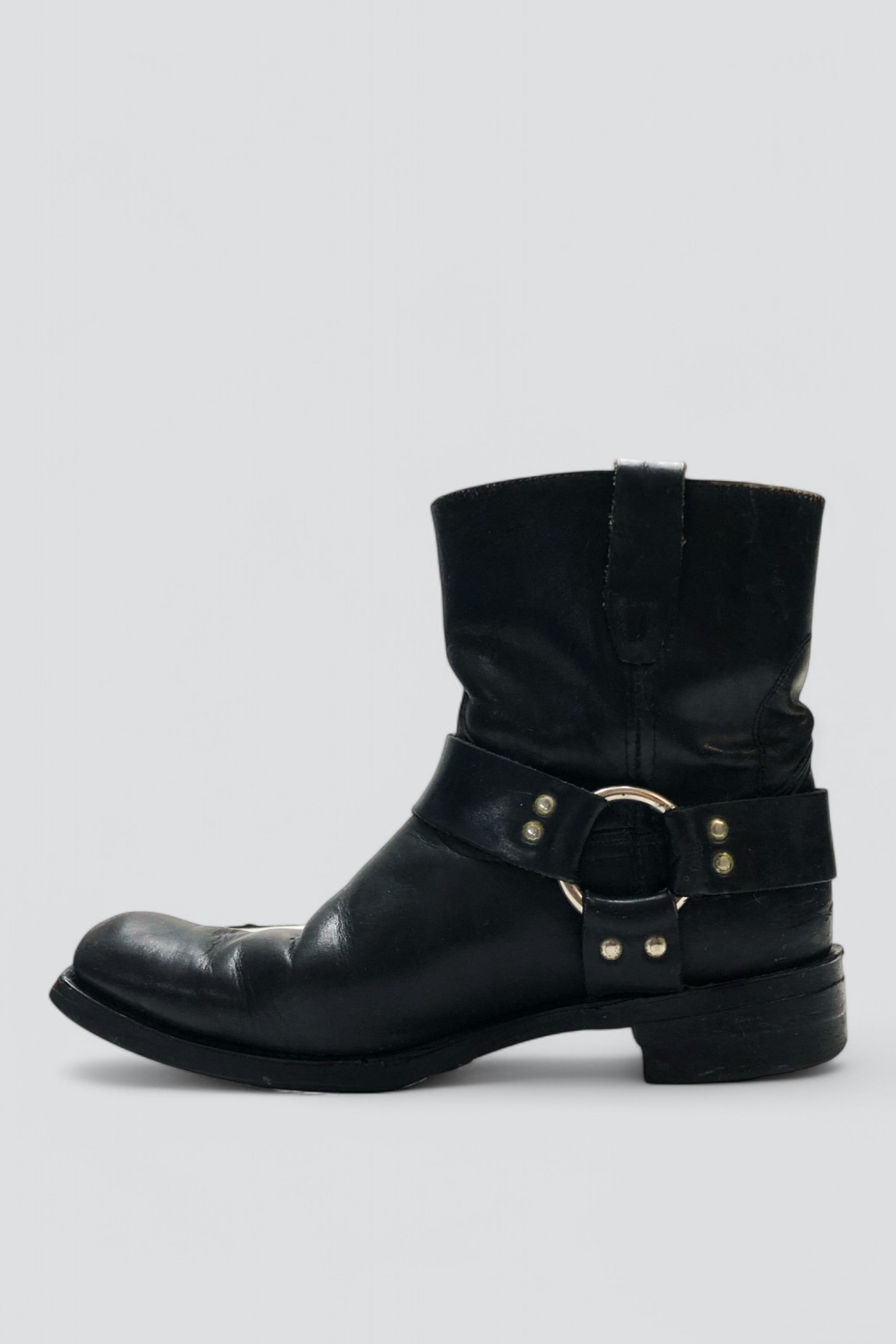 Black Leather Moto Boot