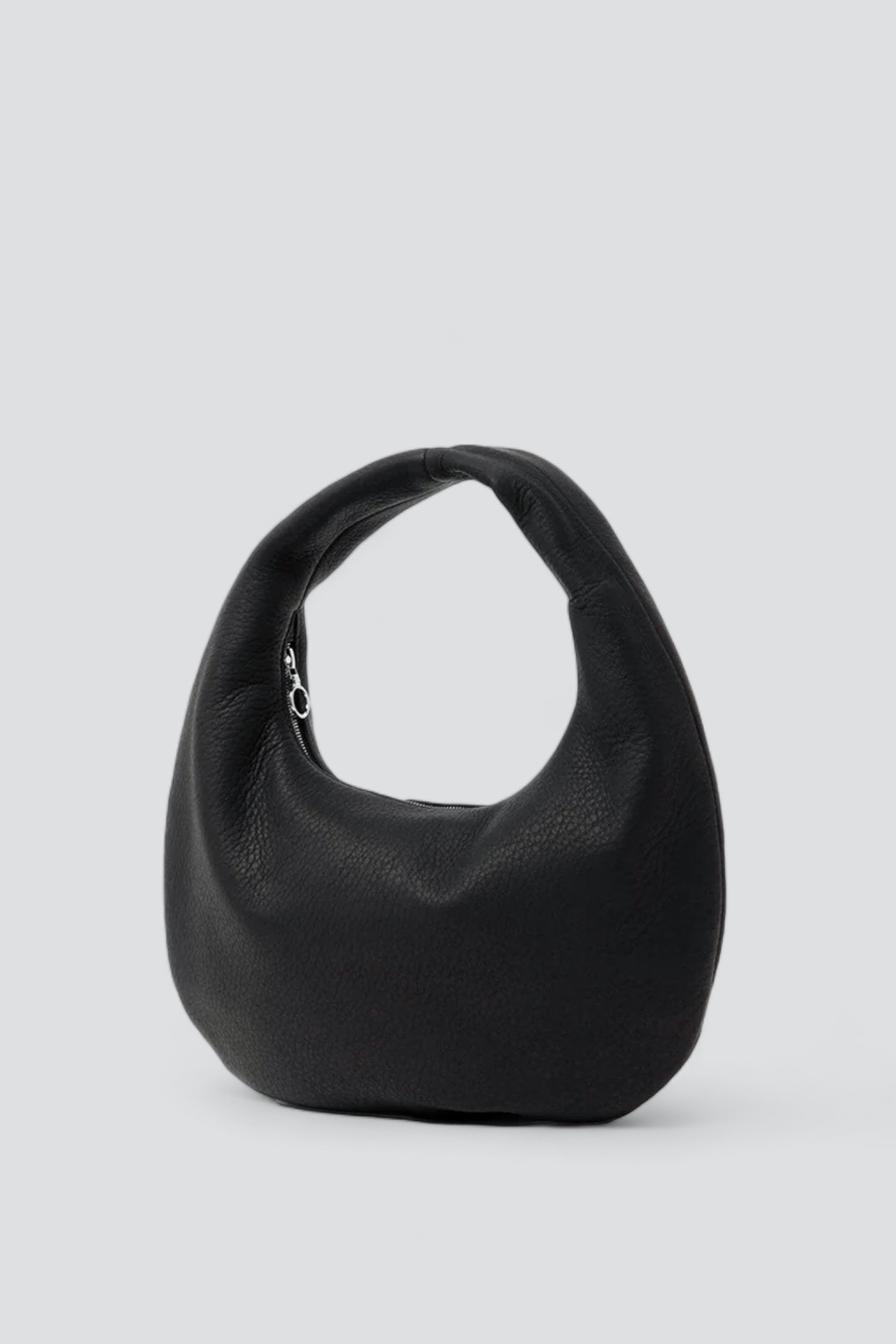 Black Leather Small Round One Shoulder Bag
