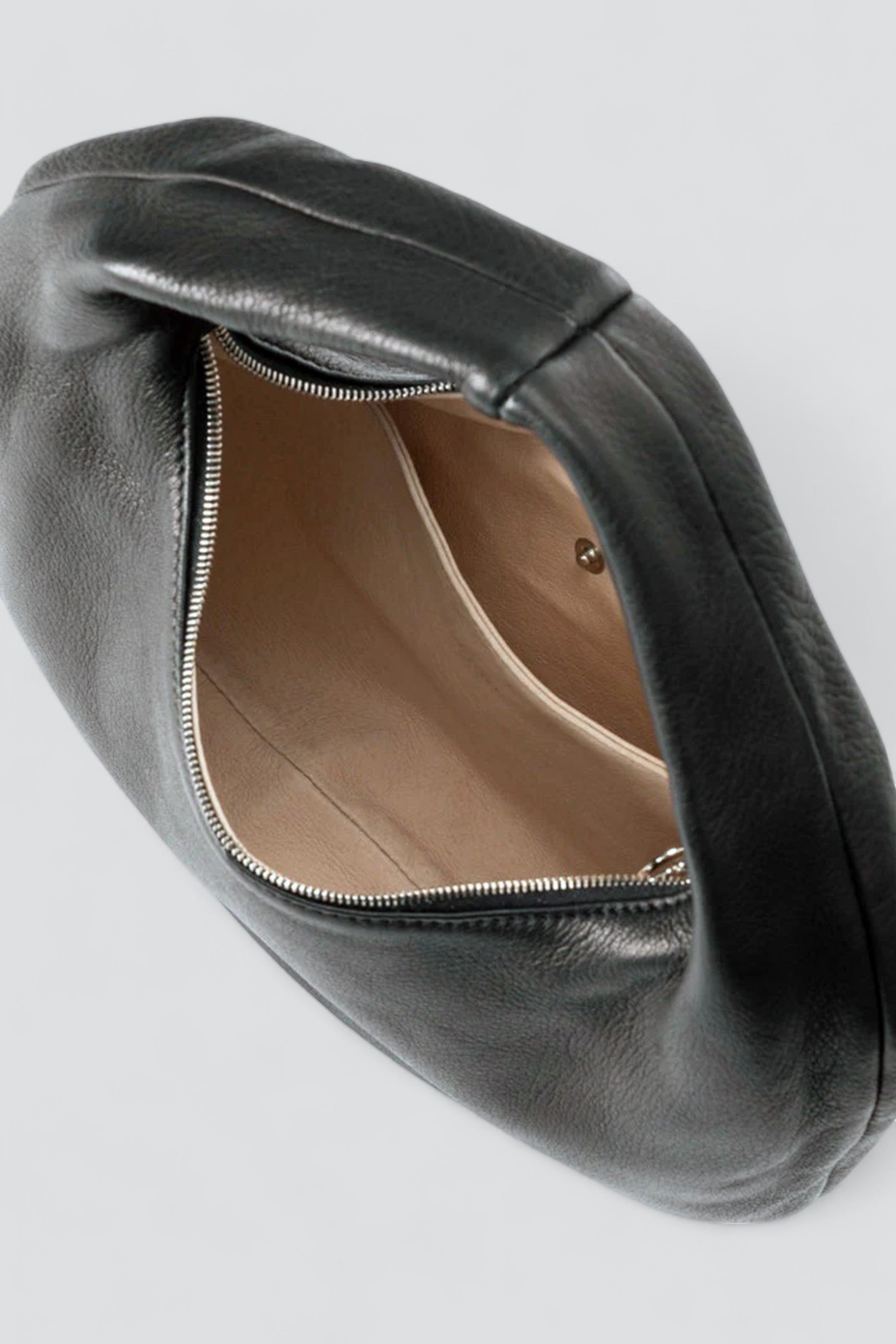 Black Leather Small Round One Shoulder Bag
