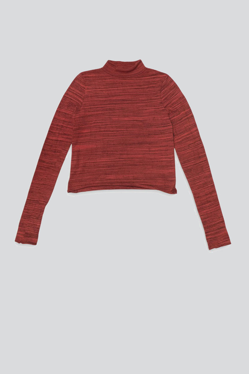 Red Heather Long Sleeve Mockneck