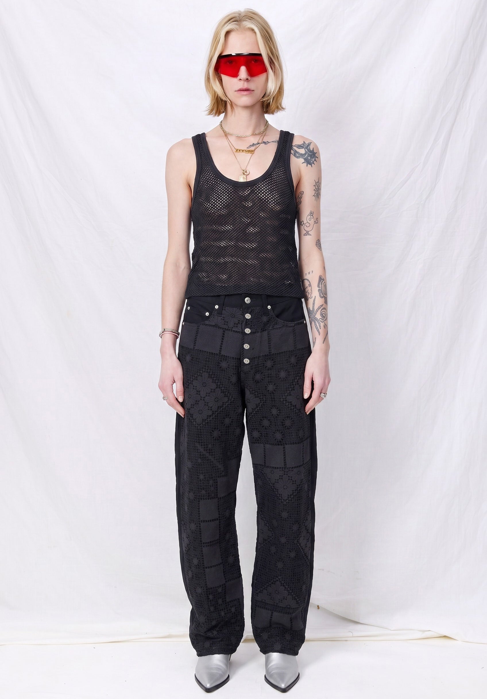 Black Lace Denim Jeans