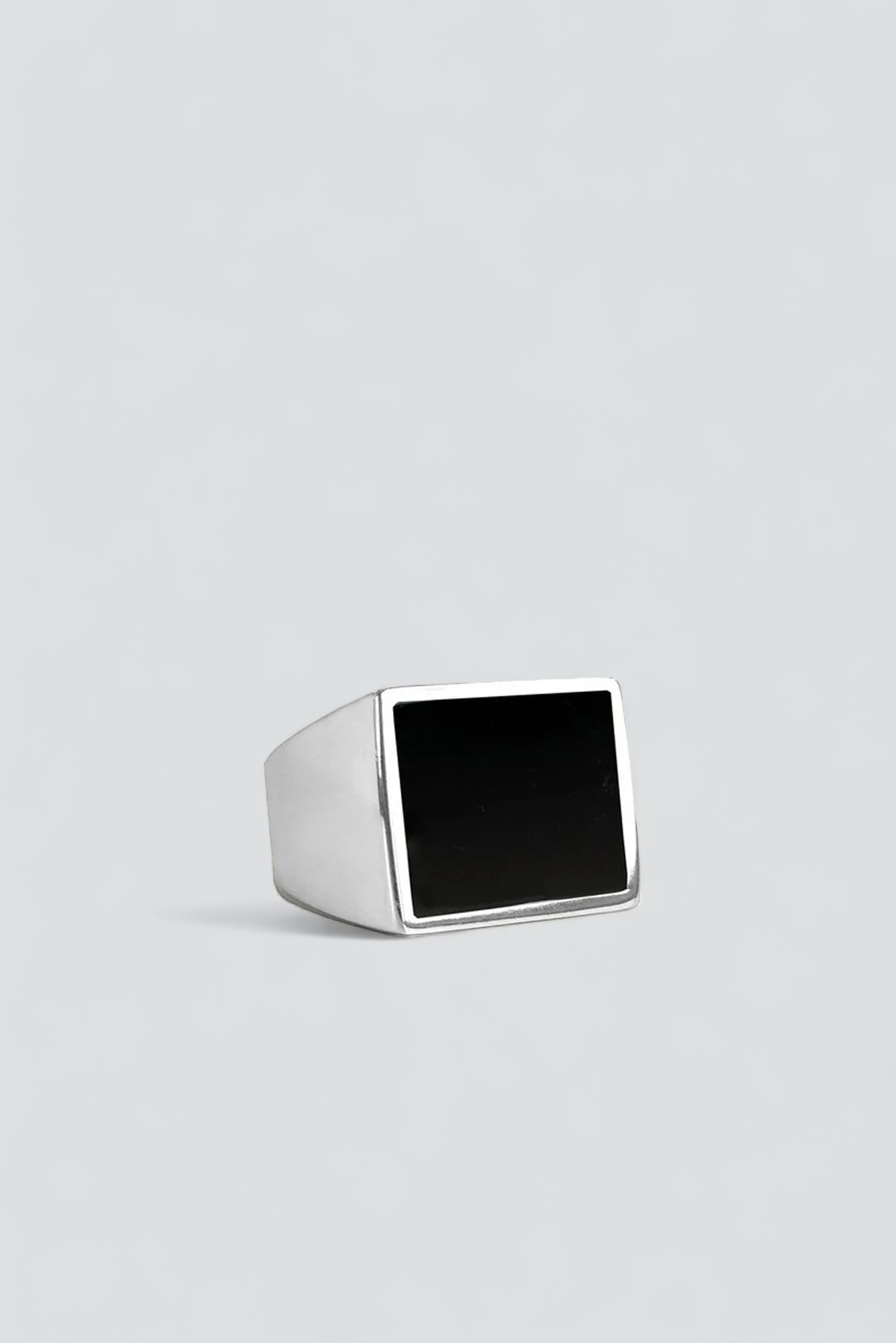 Silver Onyx Signet Ring - Square