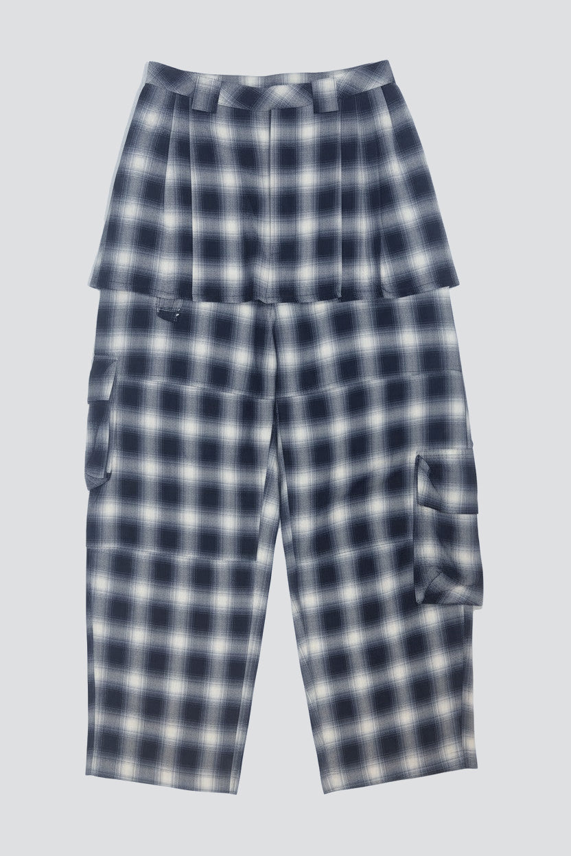 Fog Plaid Lightweight Flannel Lawn Skirt Cargo Pant
