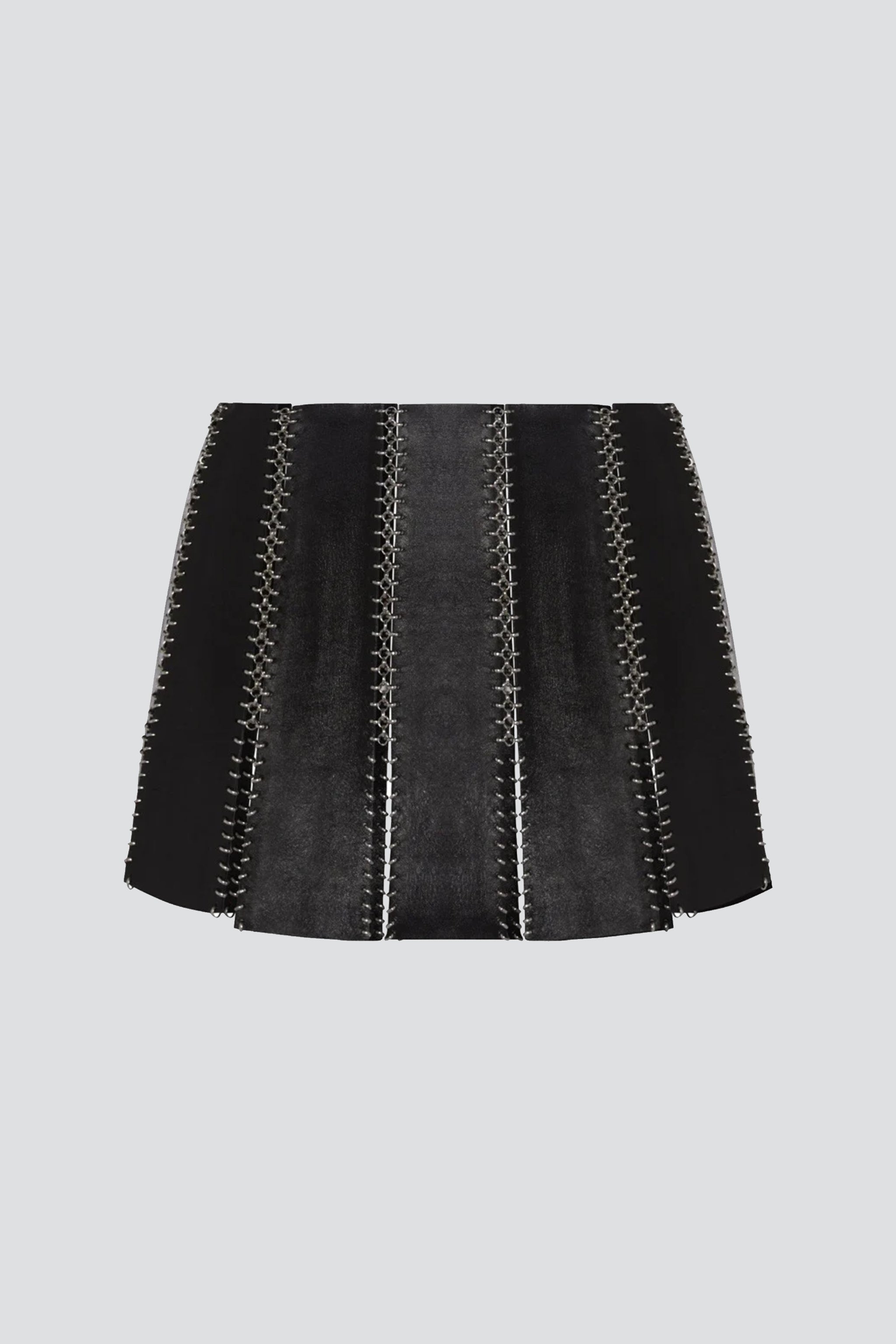 Black Leather Charm Mini Skirt