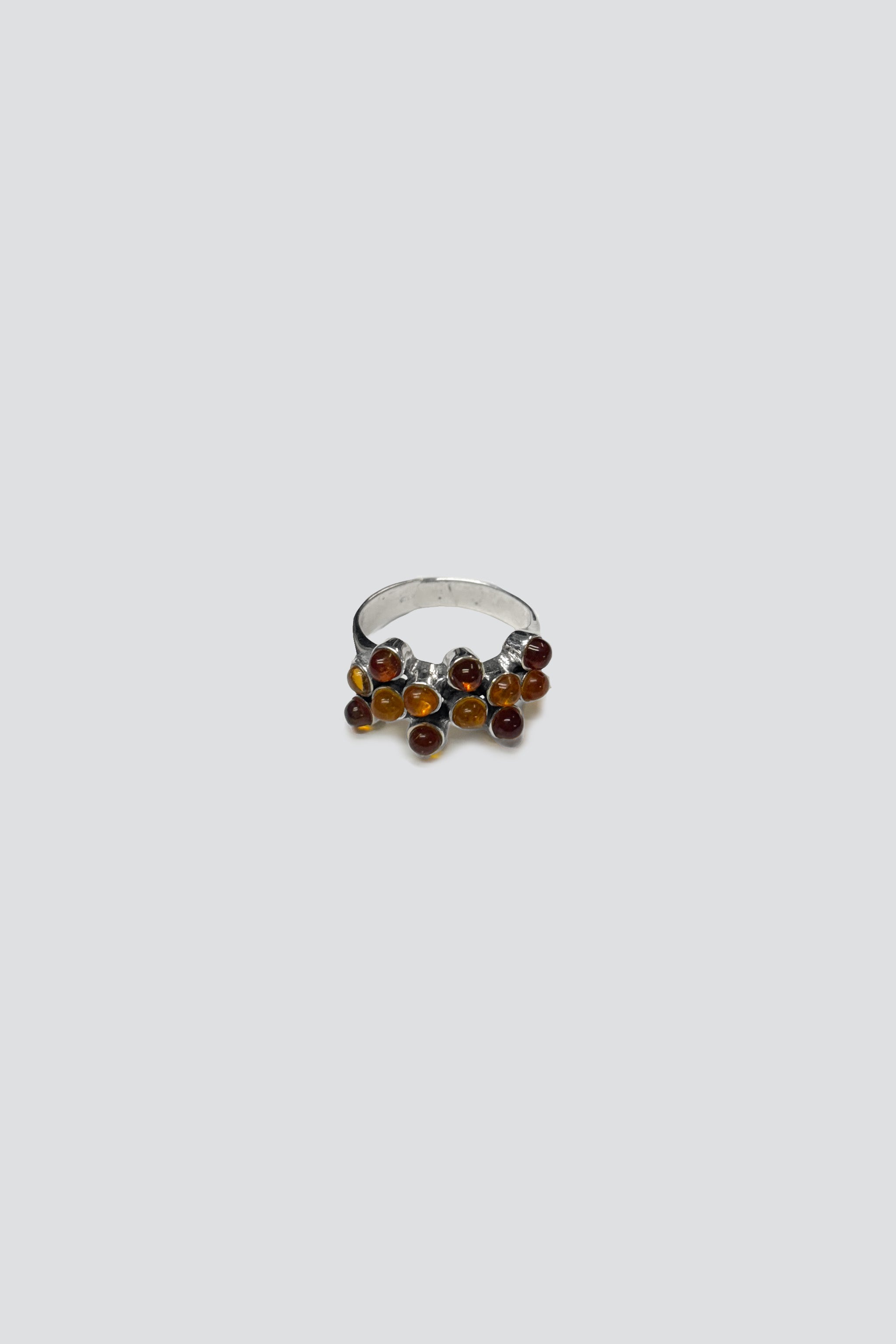 Sterling Silver Amber Cluster Ring
