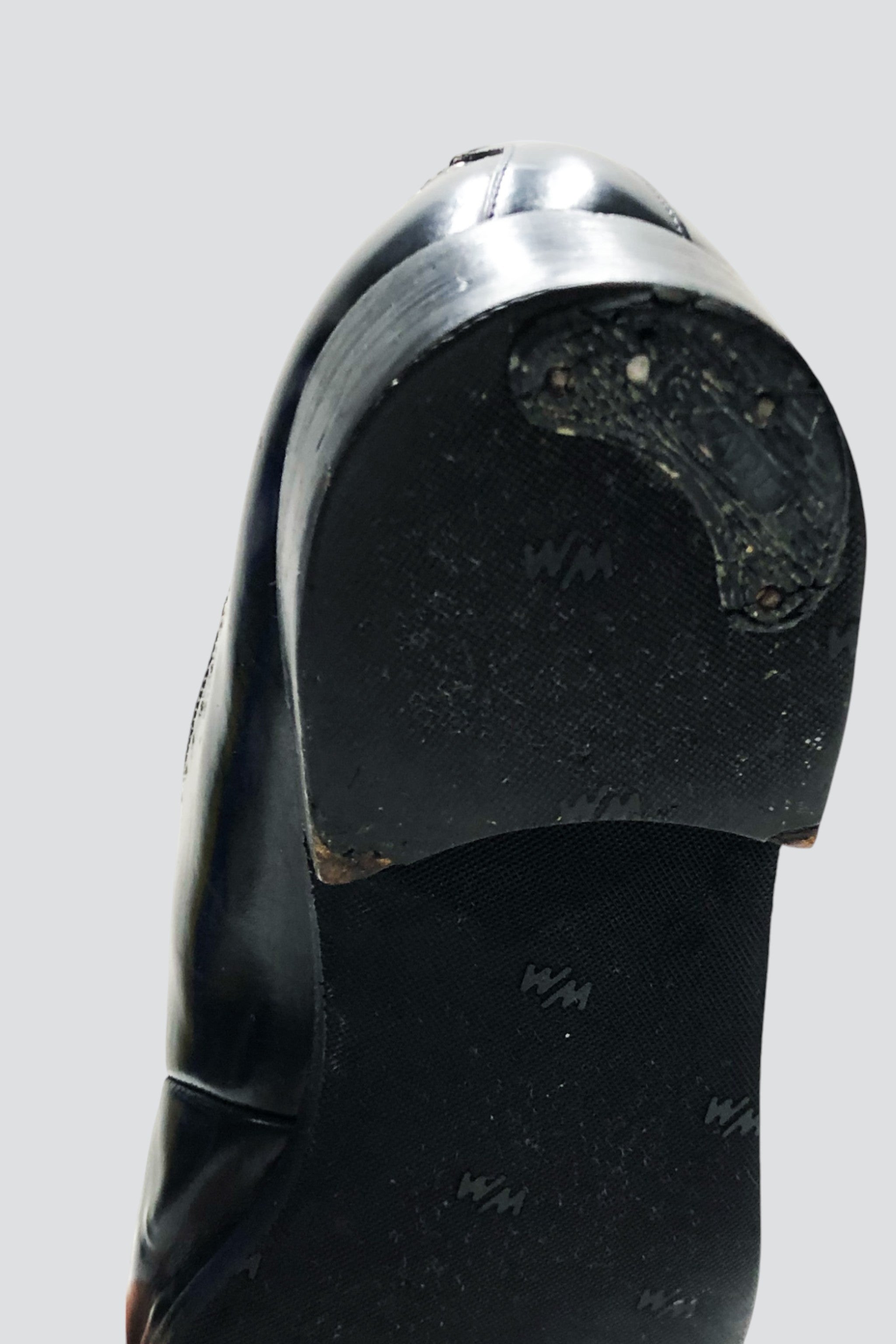 Black Leather Studded Strap Loafer