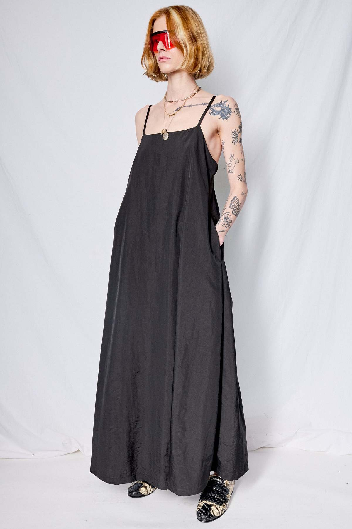 Black Taslan Long Dress