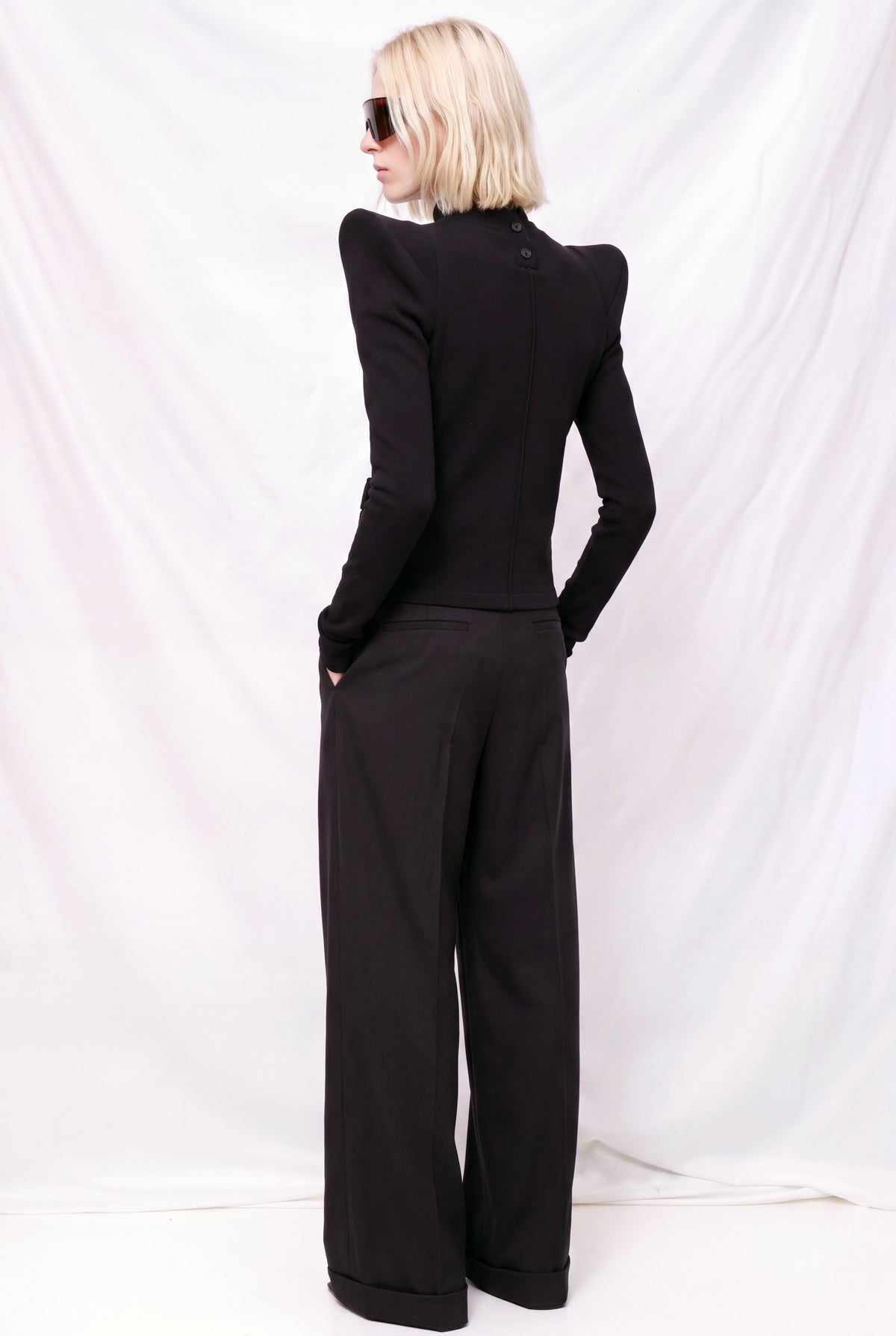 Black Foamy Shoulder Cardigan
