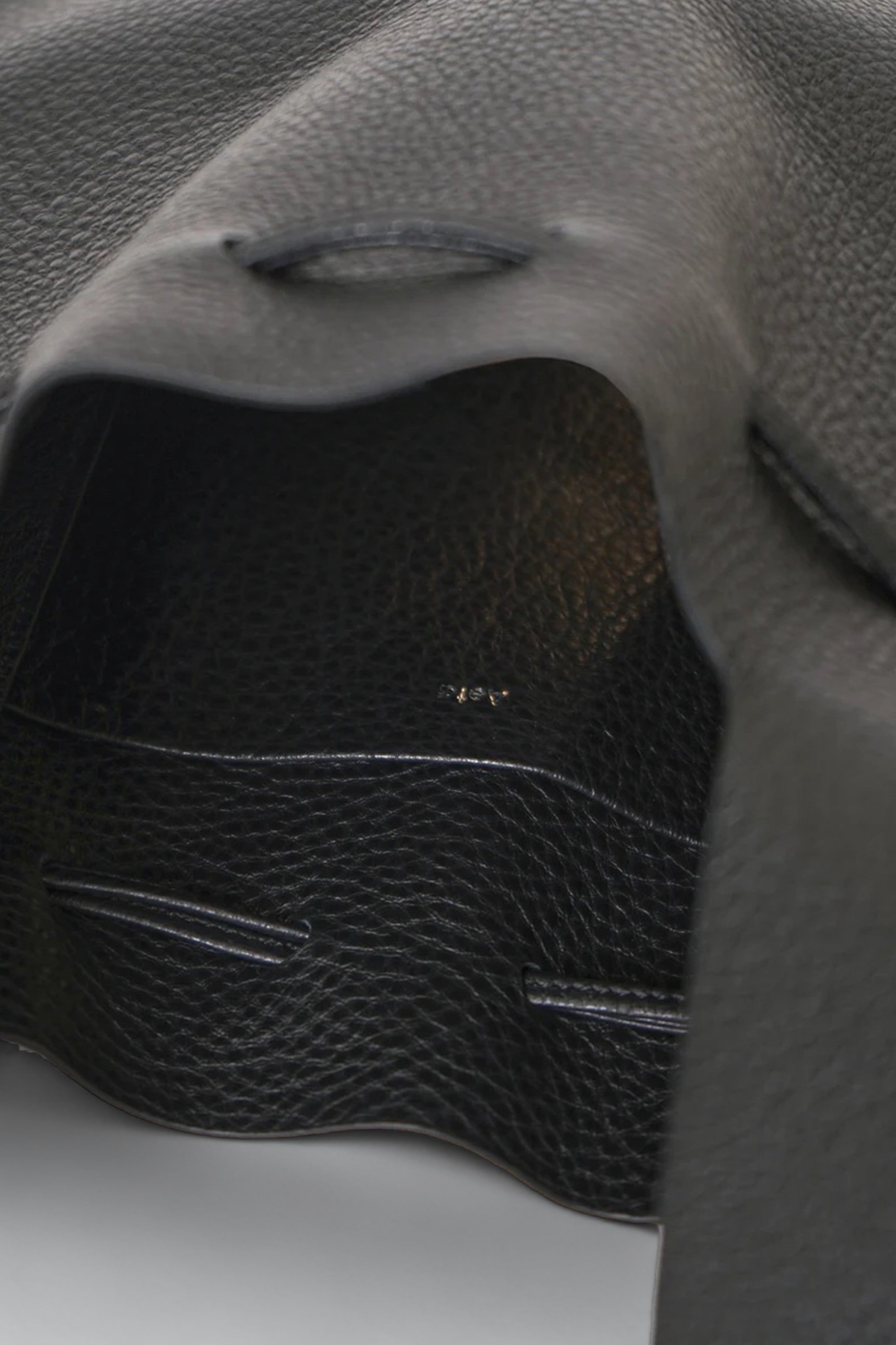 Black Leather Drawstring S Tote