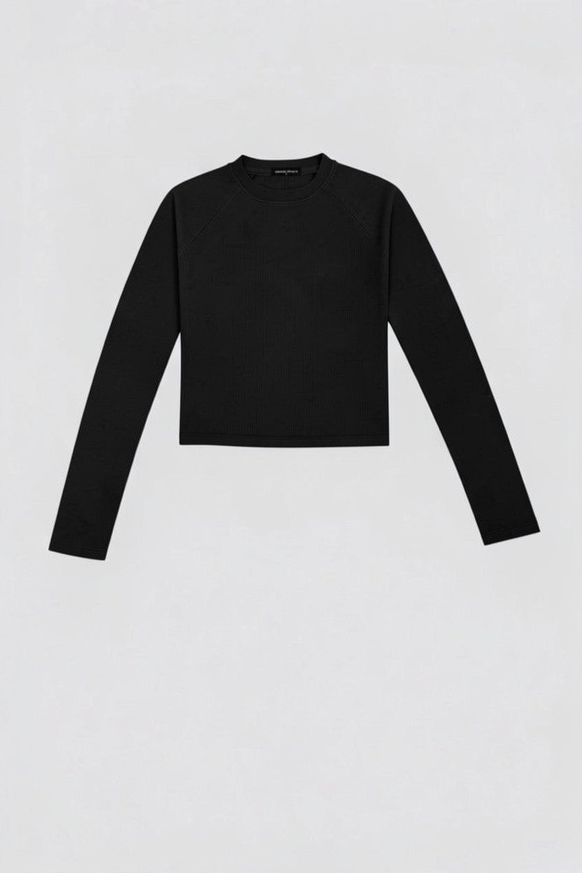 Black Raglan Long Sleeve Slim T-Shirt