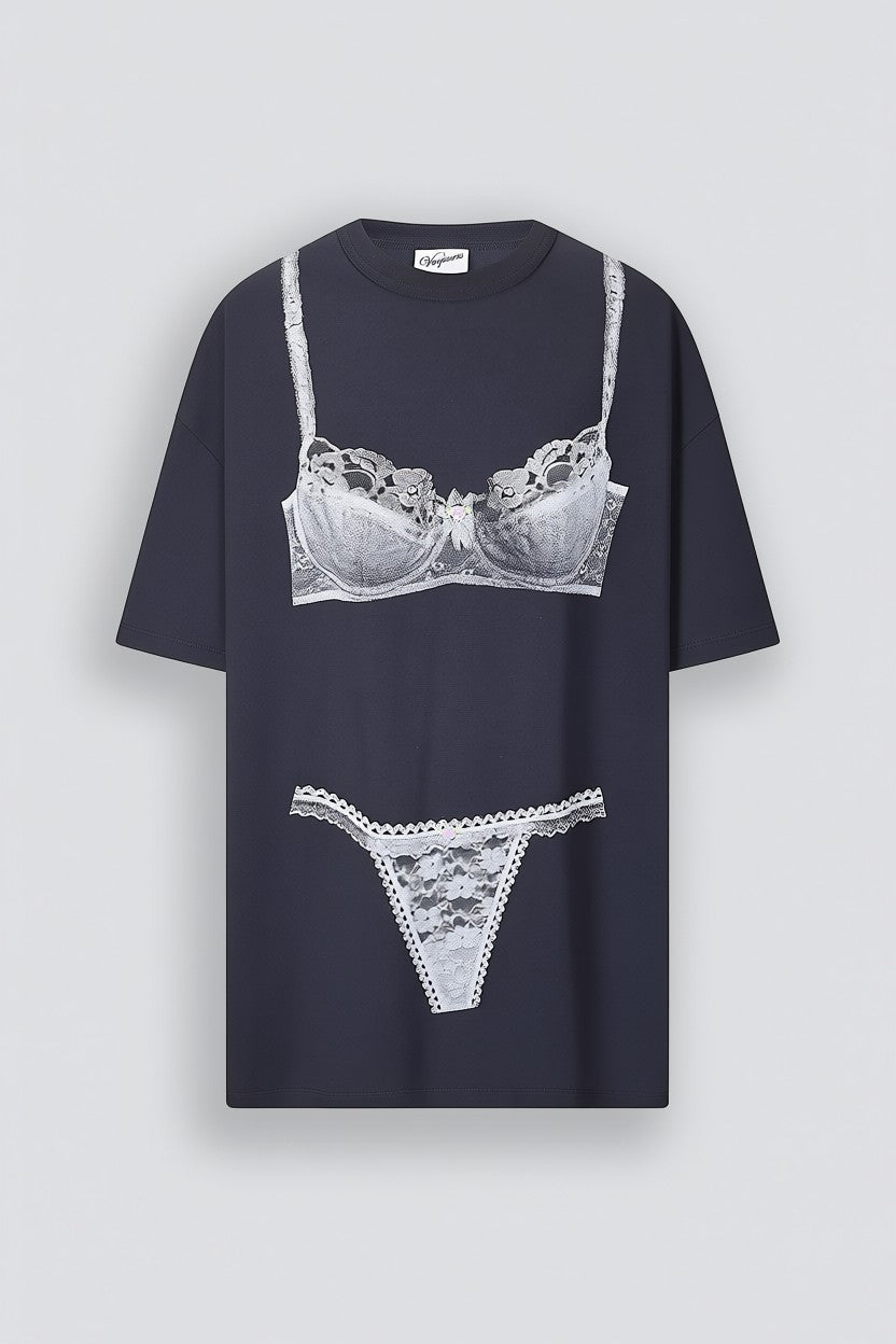 Washed Black Trompe L'oeil Tall Tee Knit