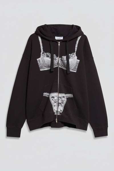 Washed Black Trompe L'oeil Zip Hoodie Knit - Vaquera – Assembly