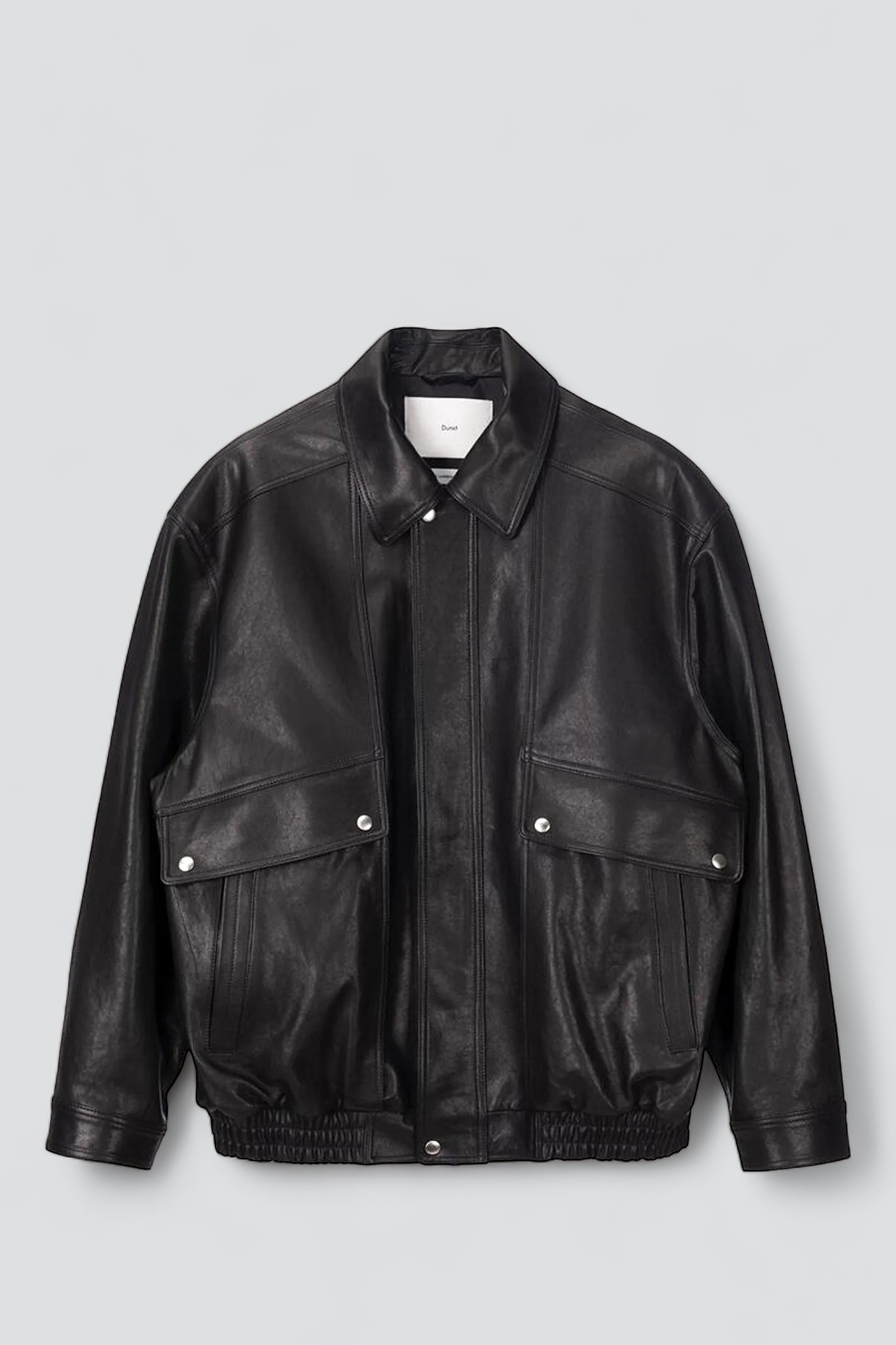 Unisex Black Oversized Vintage Leather Blouson