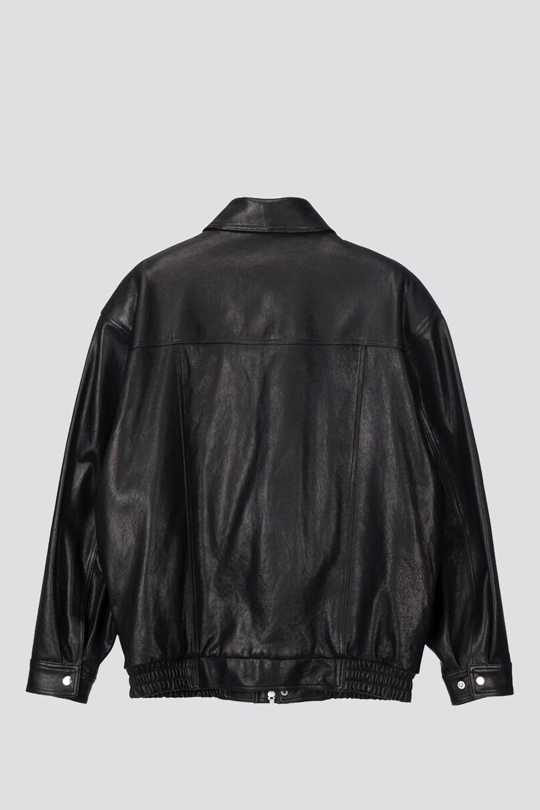 Unisex Black Oversized Vintage Leather Blouson