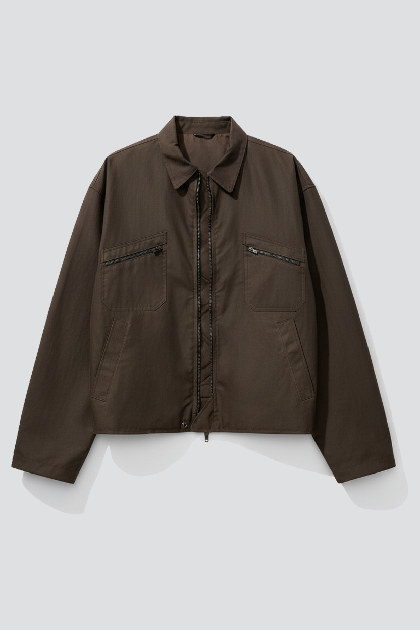 Brown Wax Pocket Zip Jacket