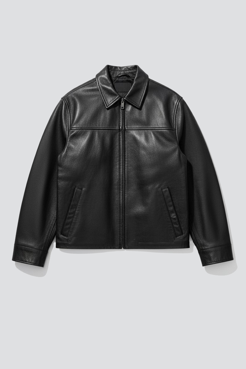 Black Leather Zip Jacket - Assembly New York