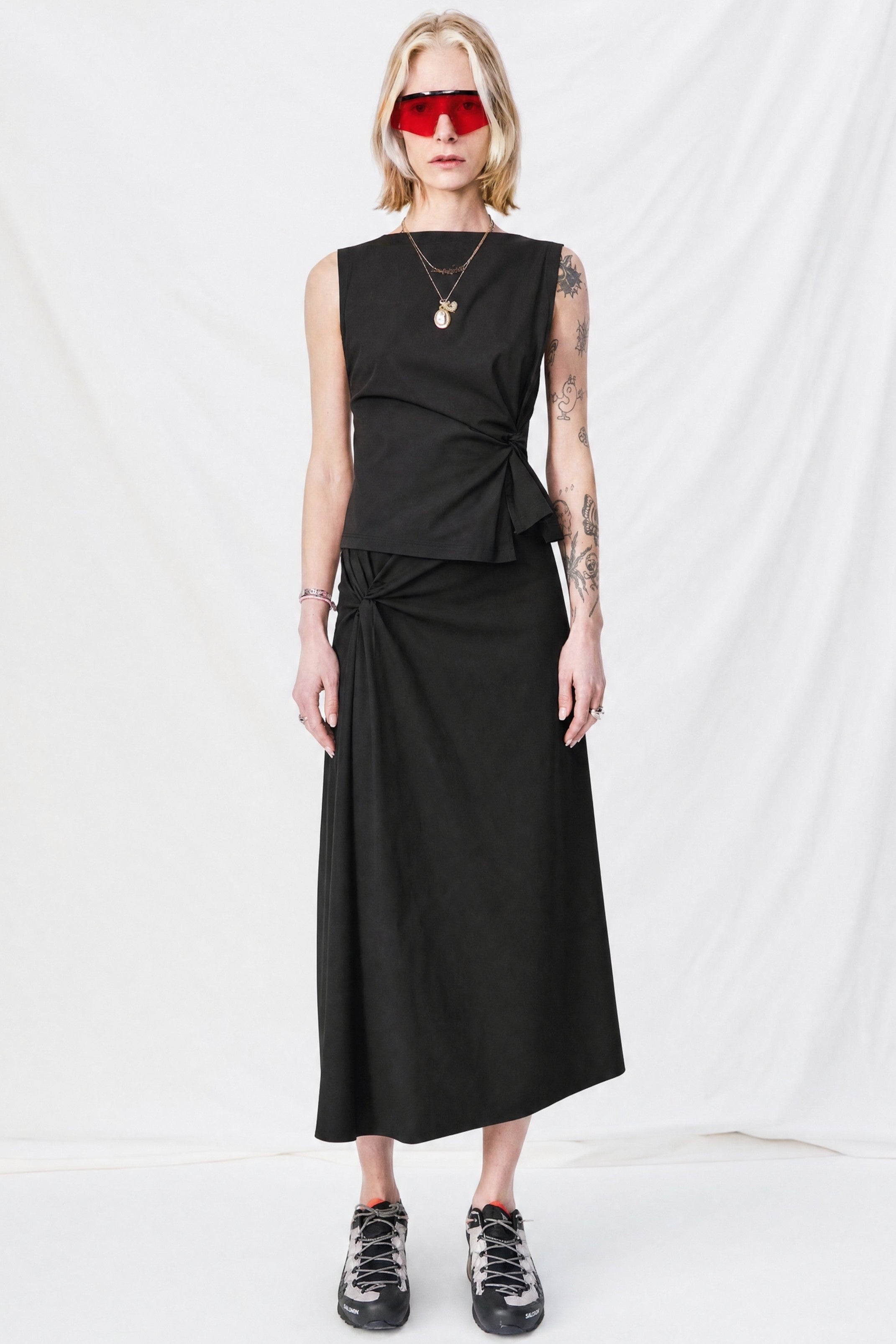 Black Taslan Knot Skirt
