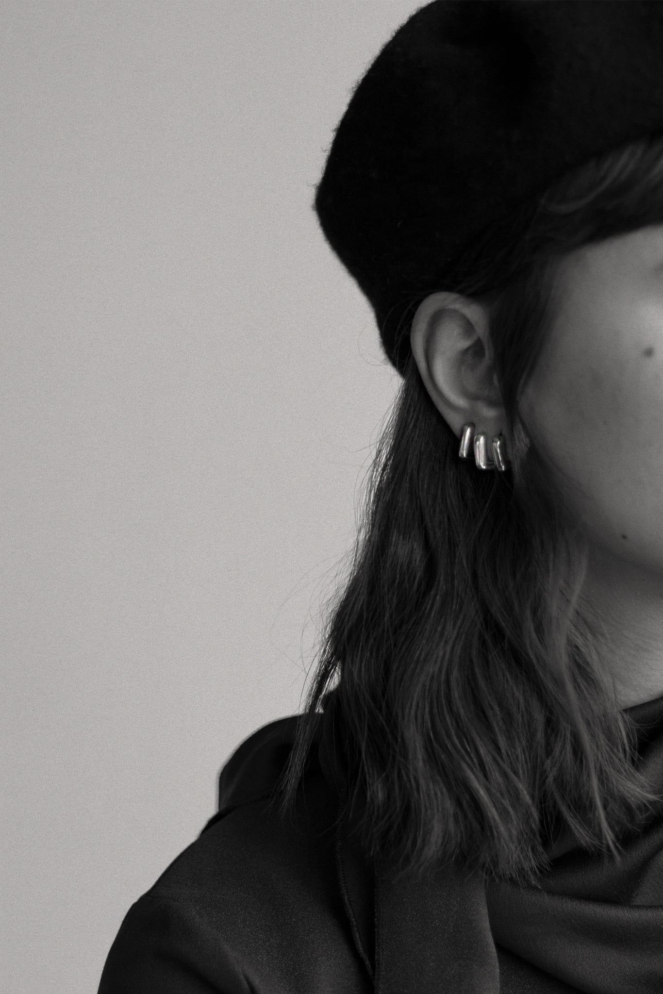 Silver Small J Stack Earrings