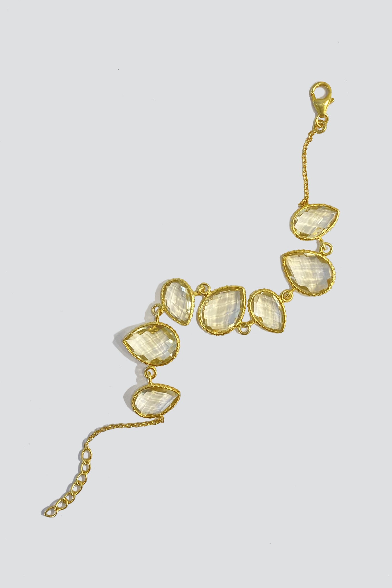 Gold Plated Citrine Teardrop Link Bracelet