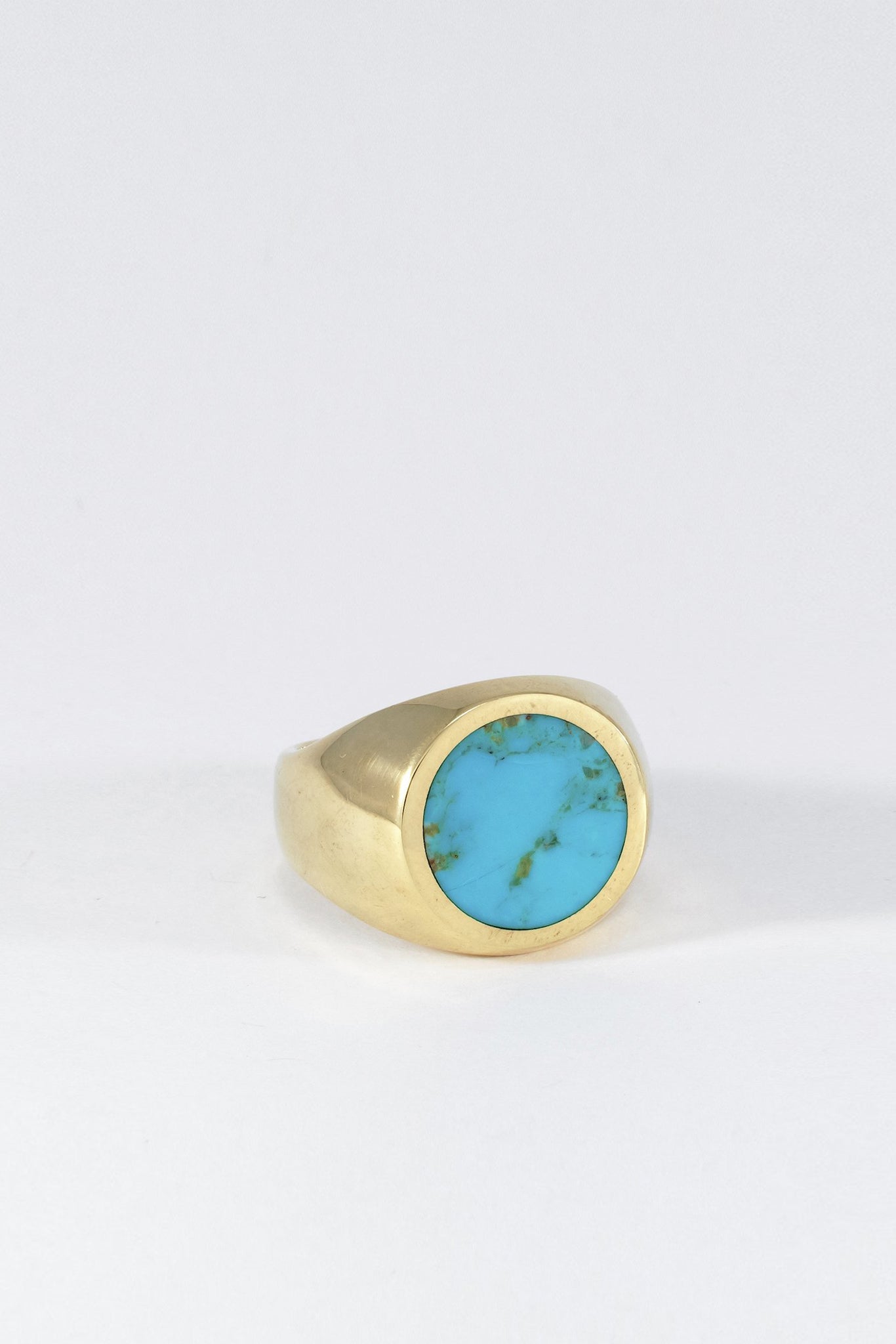 Gold Turquoise Signet Ring - Round