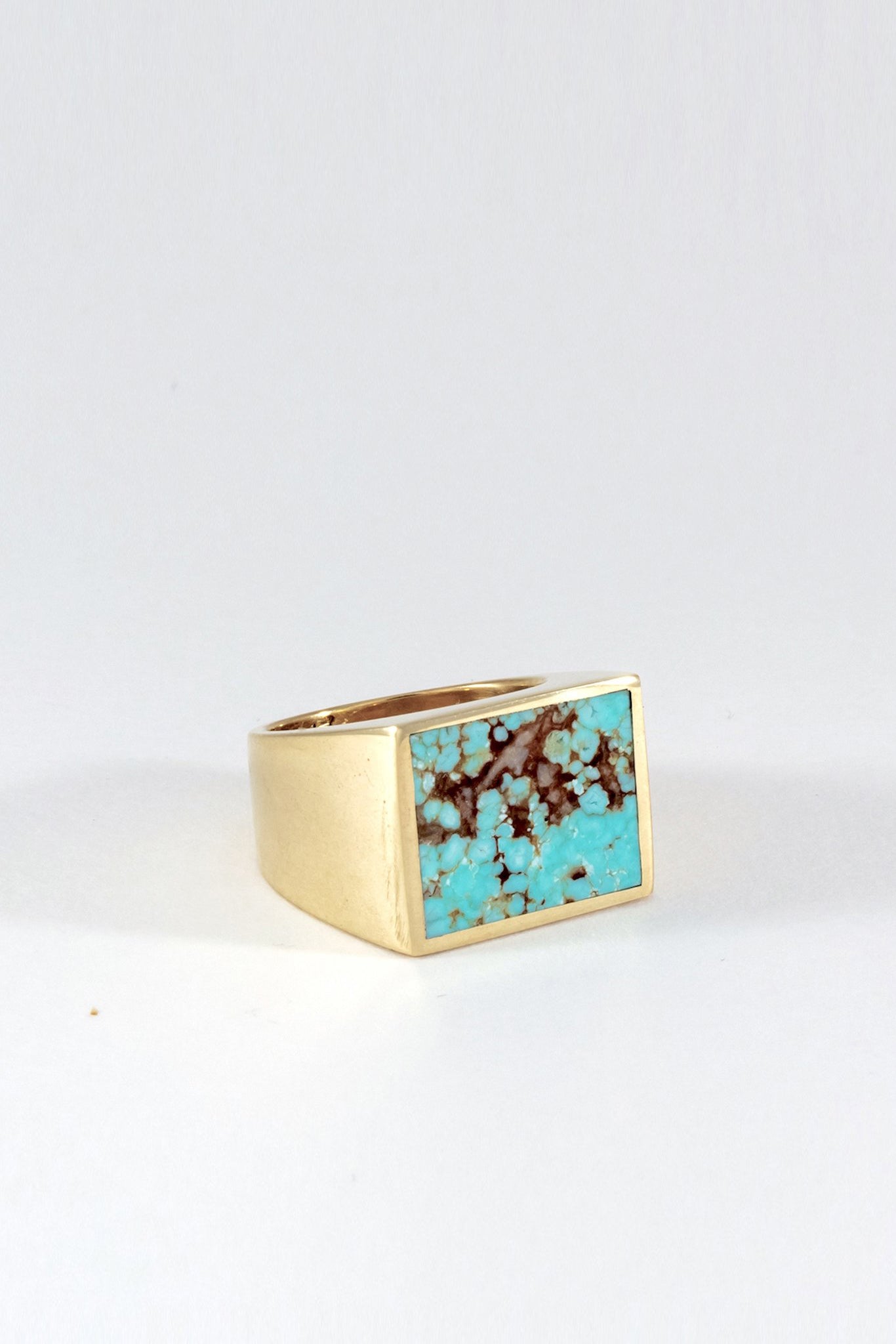 Gold Turquoise Signet Ring - Square