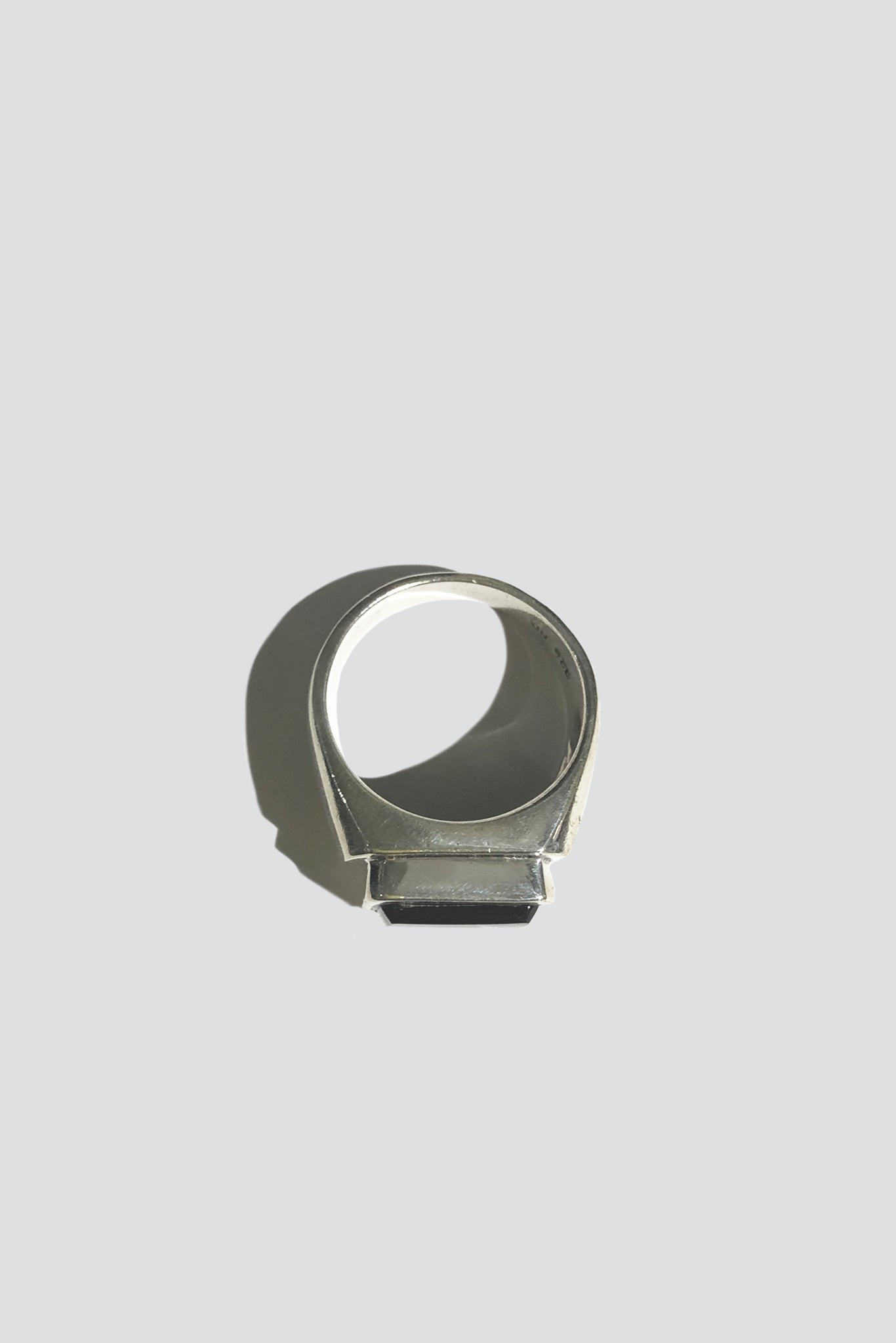 Sterling Silver Onyx Signet Ridged Ring