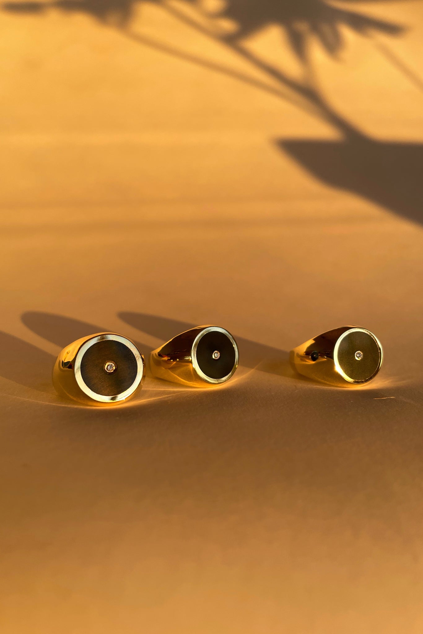 Gold Black Onyx with Diamond Signet Ring - Round