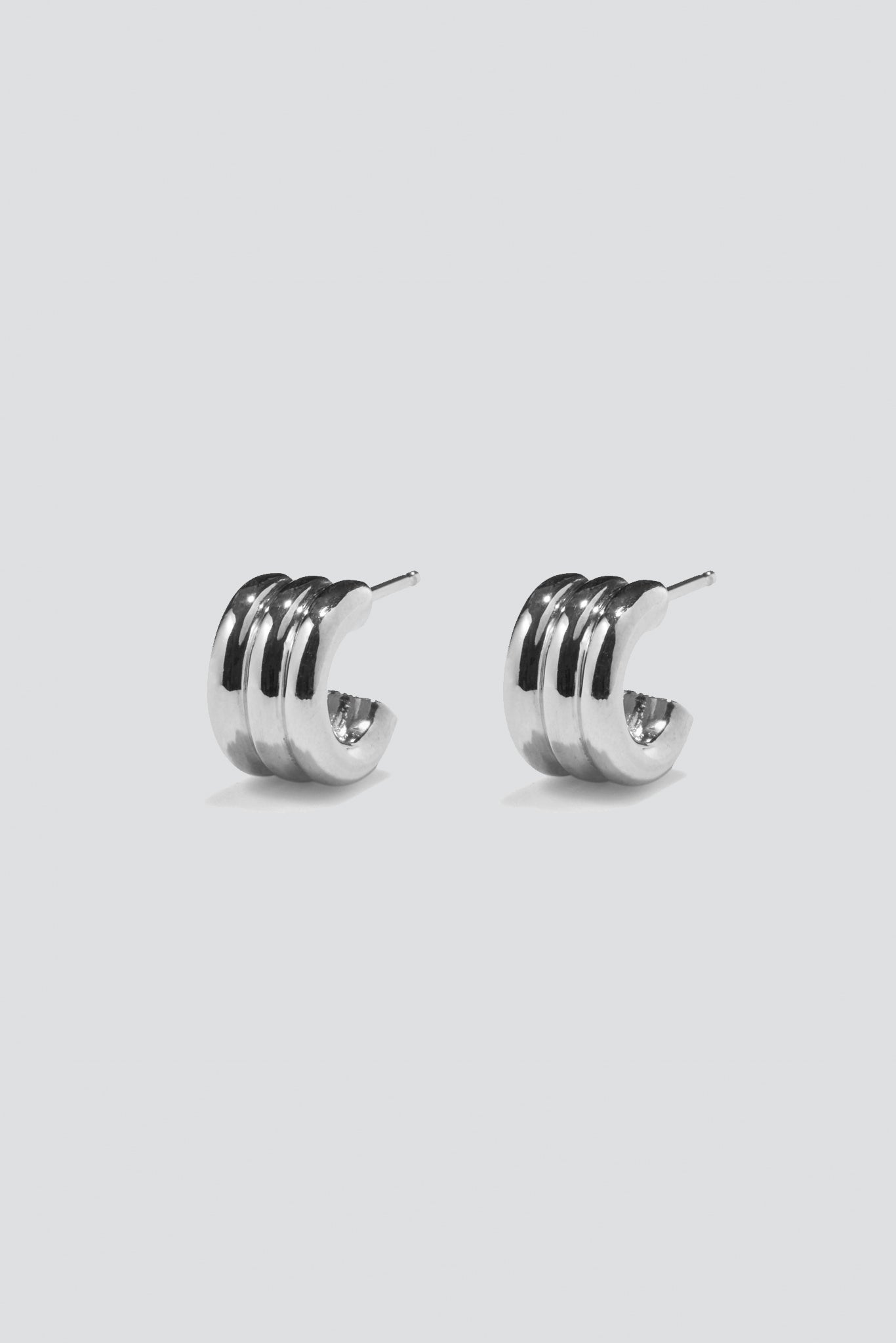 Sterling Silver Mini Triple Ridge Earrings