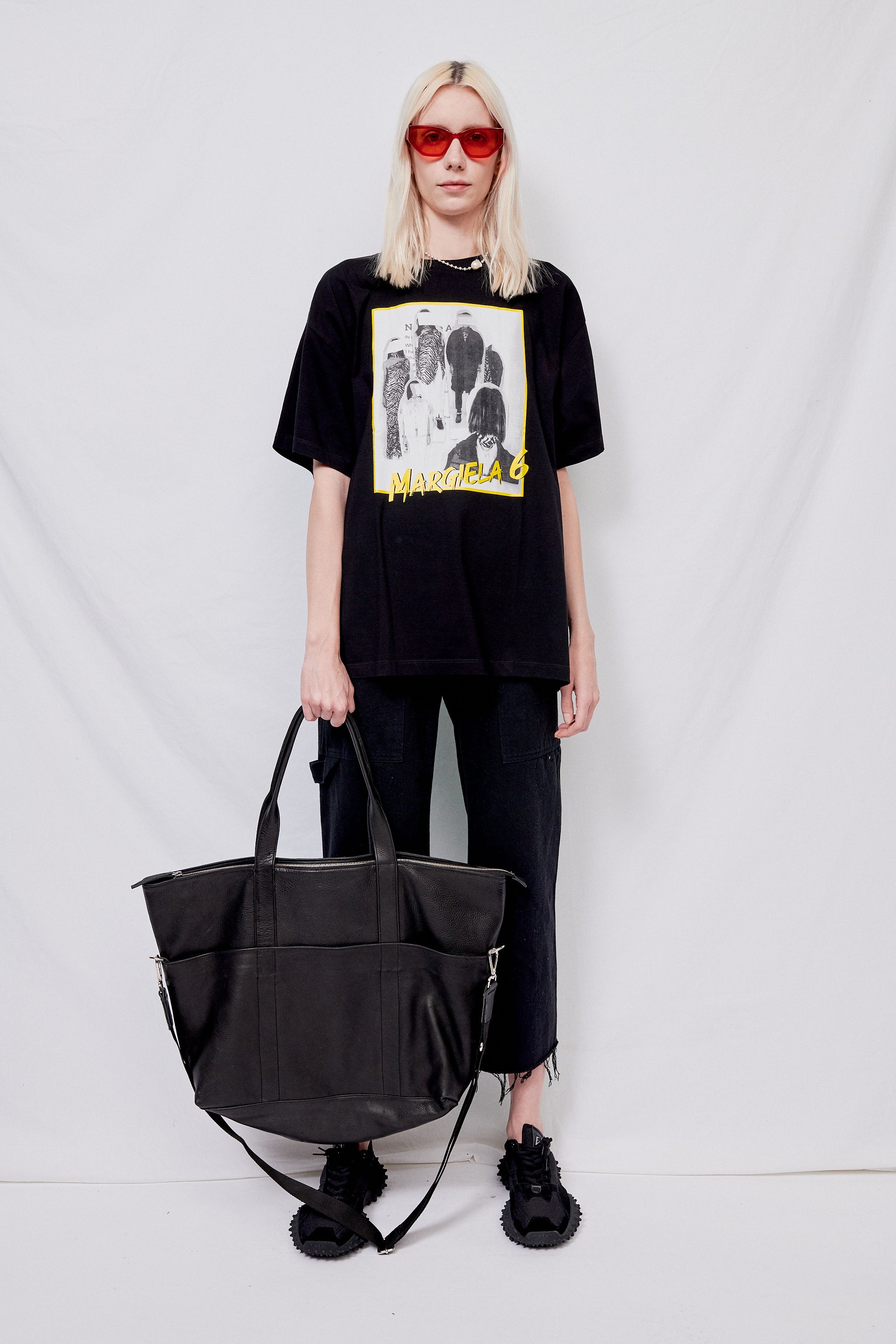 Black Leather Travel Tote