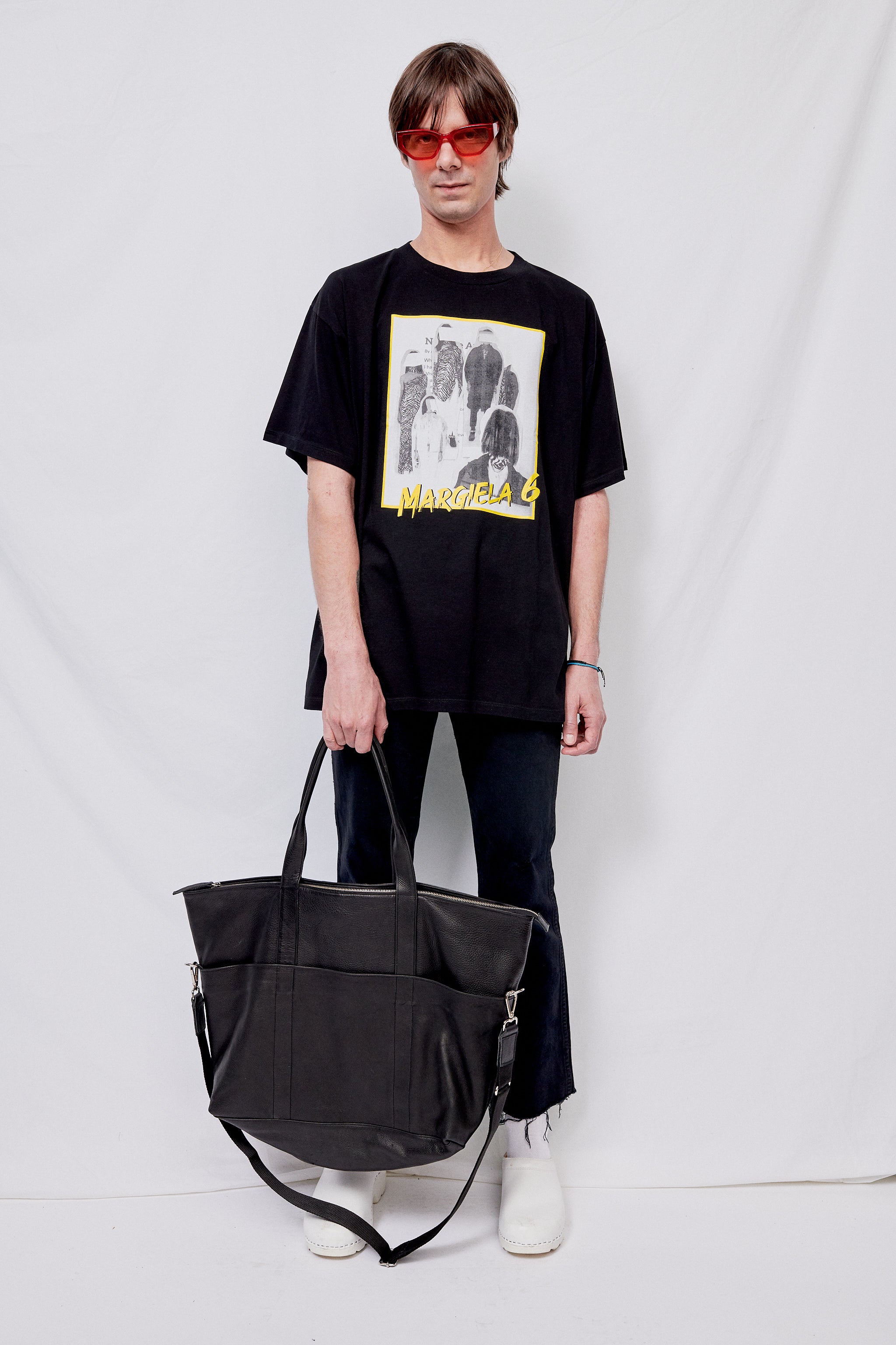 Black Leather Travel Tote